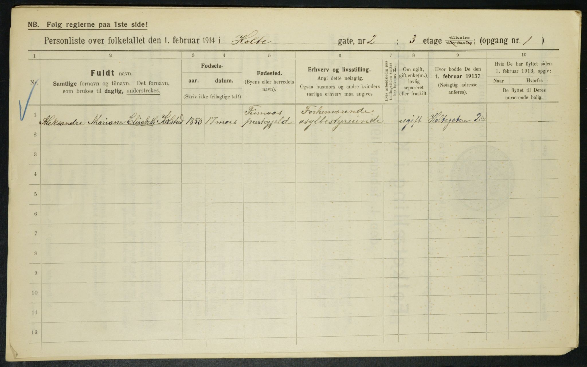 OBA, Kommunal folketelling 1.2.1914 for Kristiania, 1914, s. 41191