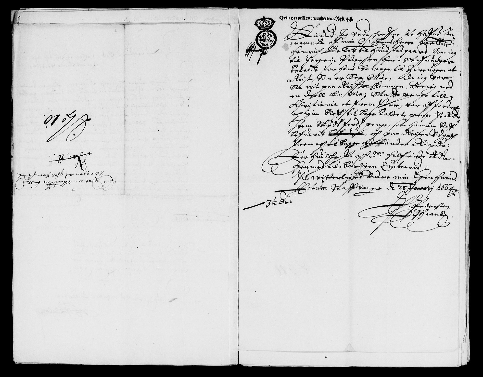 Rentekammeret inntil 1814, Reviderte regnskaper, Lensregnskaper, AV/RA-EA-5023/R/Rb/Rbs/L0047: Stavanger len, 1663-1664