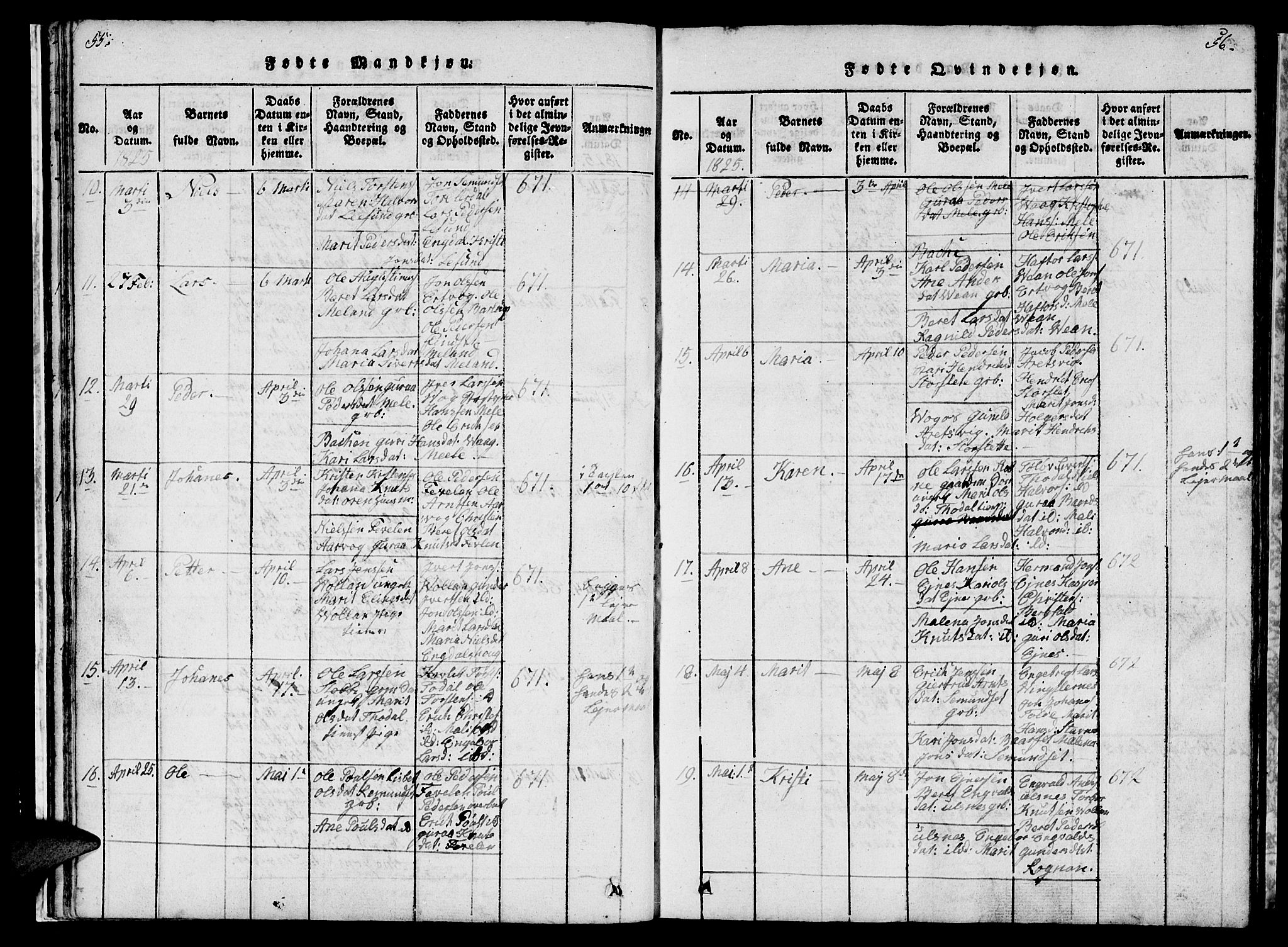Ministerialprotokoller, klokkerbøker og fødselsregistre - Møre og Romsdal, AV/SAT-A-1454/578/L0908: Klokkerbok nr. 578C01, 1819-1837, s. 55-56