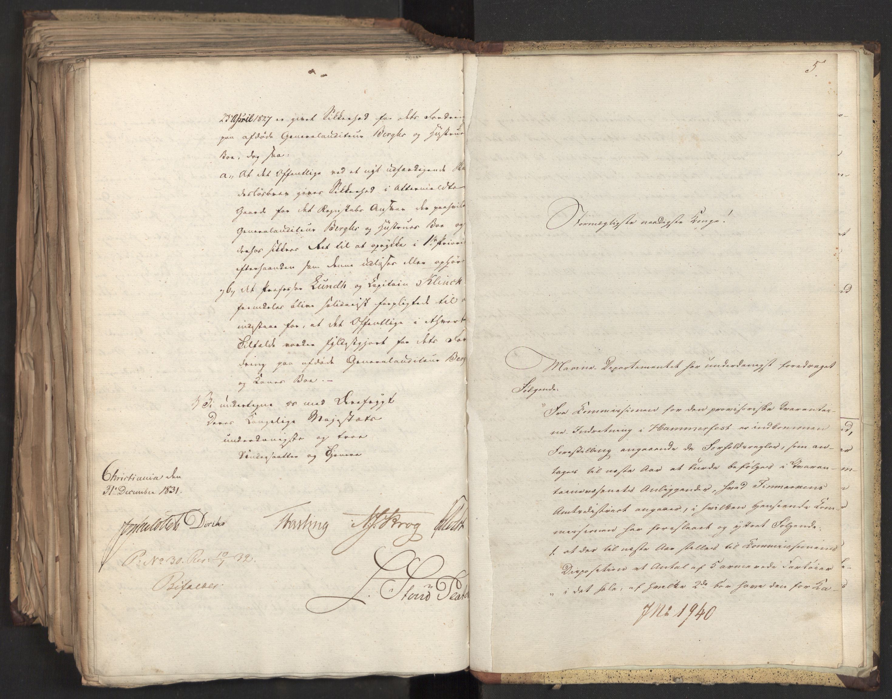 Statsrådsavdelingen i Stockholm, AV/RA-S-1003/D/Da/L0075: Regjeringsinnstillinger nr. 1840-1940, 1831, s. 448