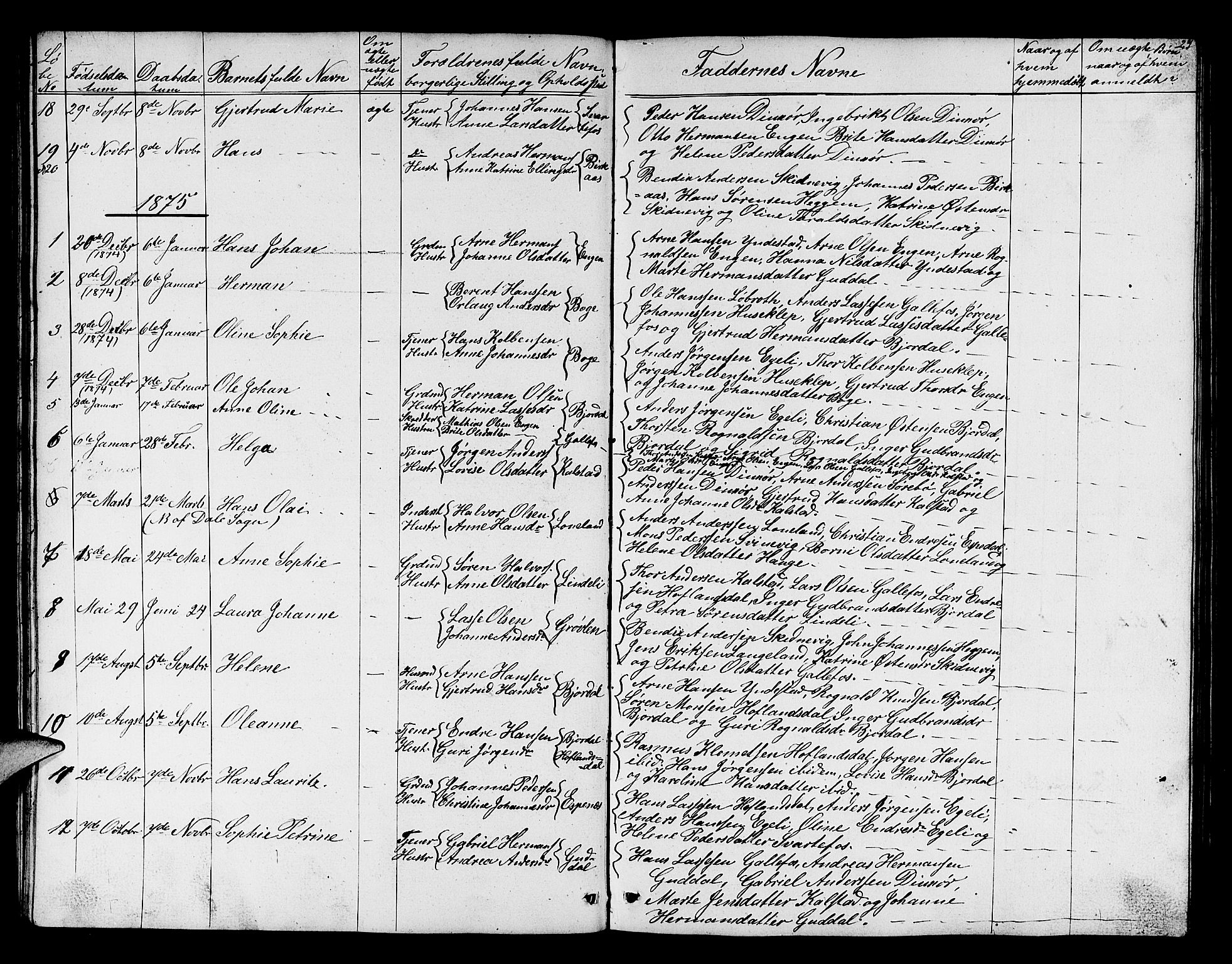 Fjaler sokneprestembete, AV/SAB-A-79801/H/Hab/Habd/L0001: Klokkerbok nr. D 1, 1854-1891, s. 27