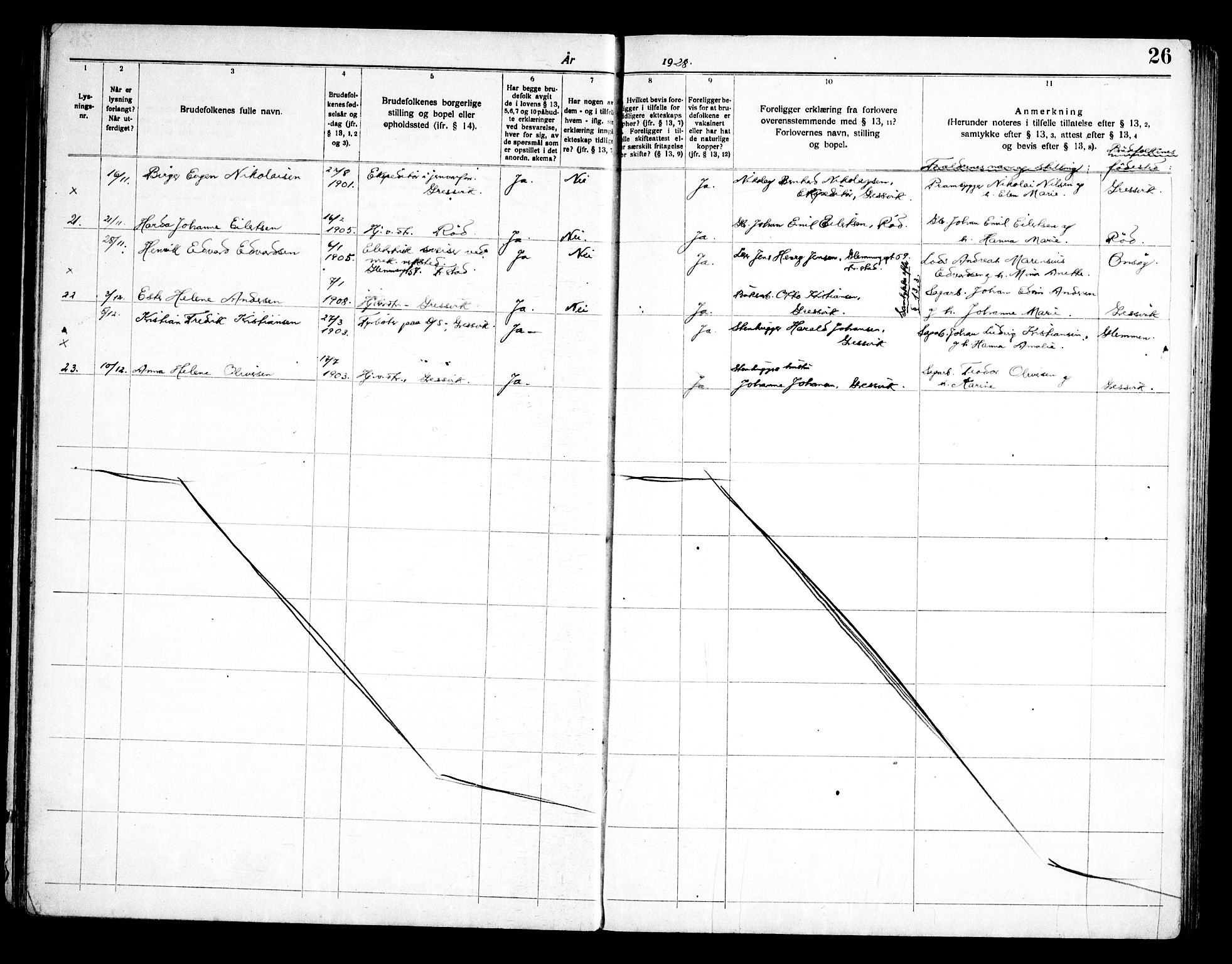 Onsøy prestekontor Kirkebøker, SAO/A-10914/H/Hb/L0001: Lysningsprotokoll nr. II 1, 1919-1949, s. 26