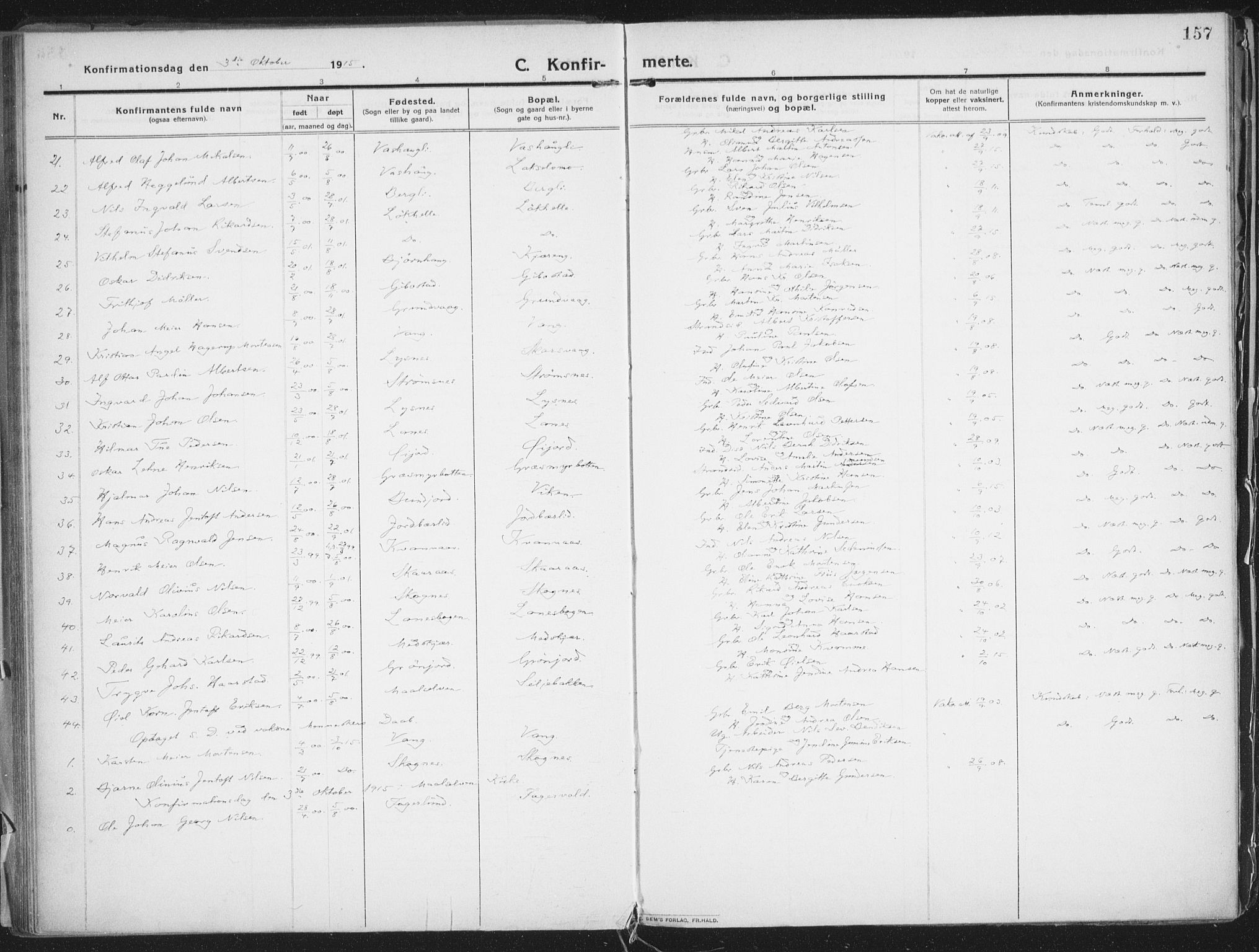 Lenvik sokneprestembete, SATØ/S-1310/H/Ha/Haa/L0016kirke: Ministerialbok nr. 16, 1910-1924, s. 157