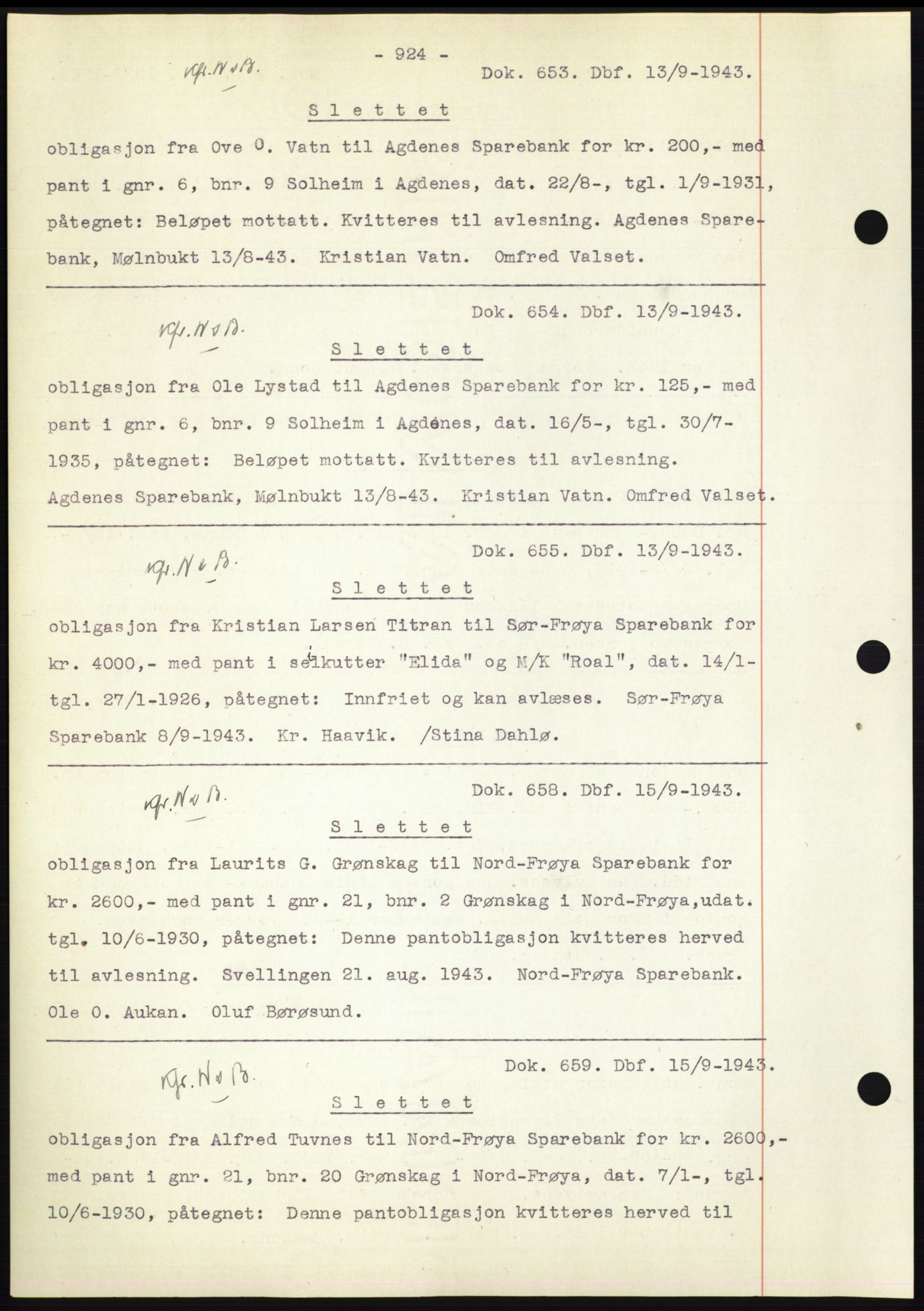 Hitra sorenskriveri, AV/SAT-A-0018/2/2C/2Ca: Pantebok nr. C1, 1936-1945, Dagboknr: 653/1943