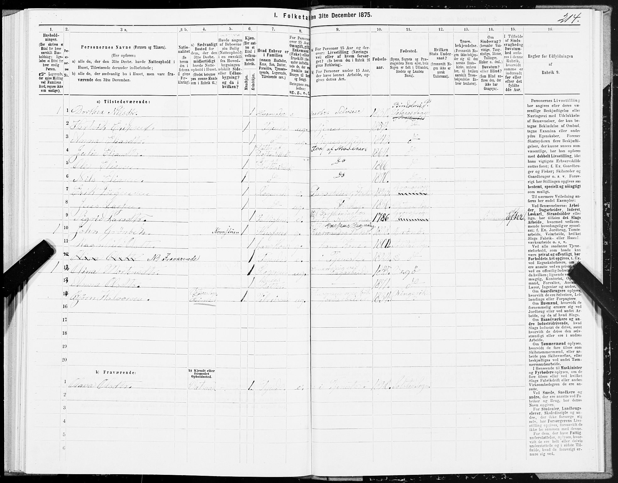 SAT, Folketelling 1875 for 1811P Bindal prestegjeld, 1875, s. 2214