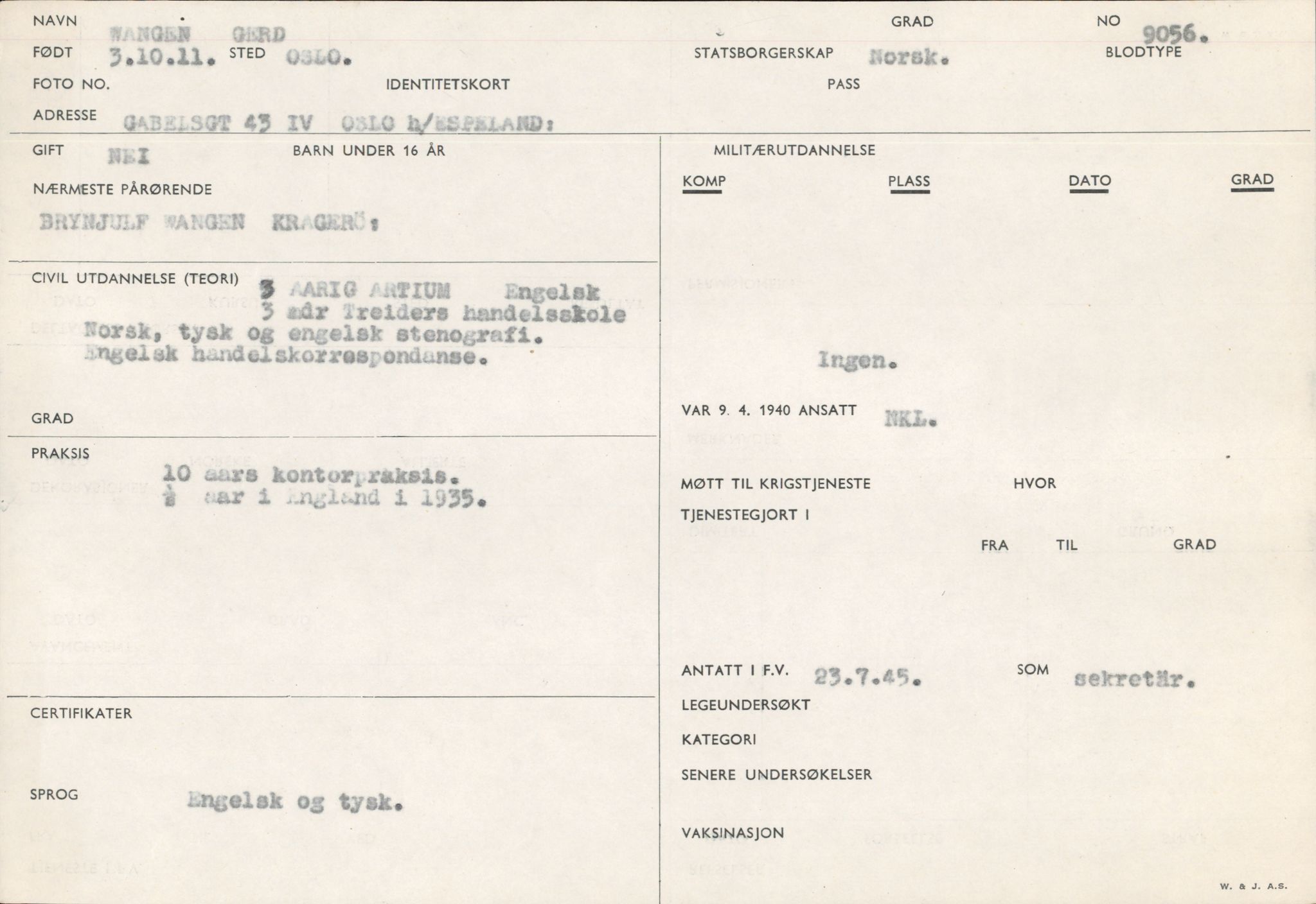 Forsvaret, Forsvarets overkommando/Luftforsvarsstaben, AV/RA-RAFA-4079/P/Pa/L0028: Personellpapirer, 1911, s. 315