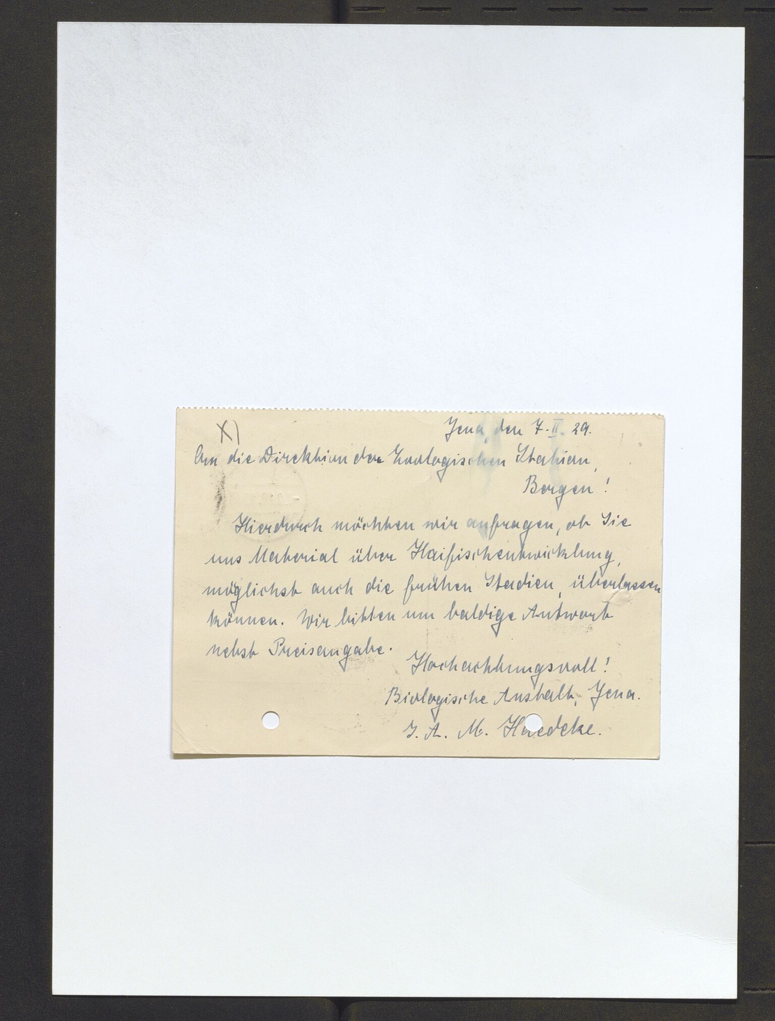 Bergens Museum, AV/SAB-A-17301/13/D/L0002: Korrespondanse , 1928-1940, s. 103