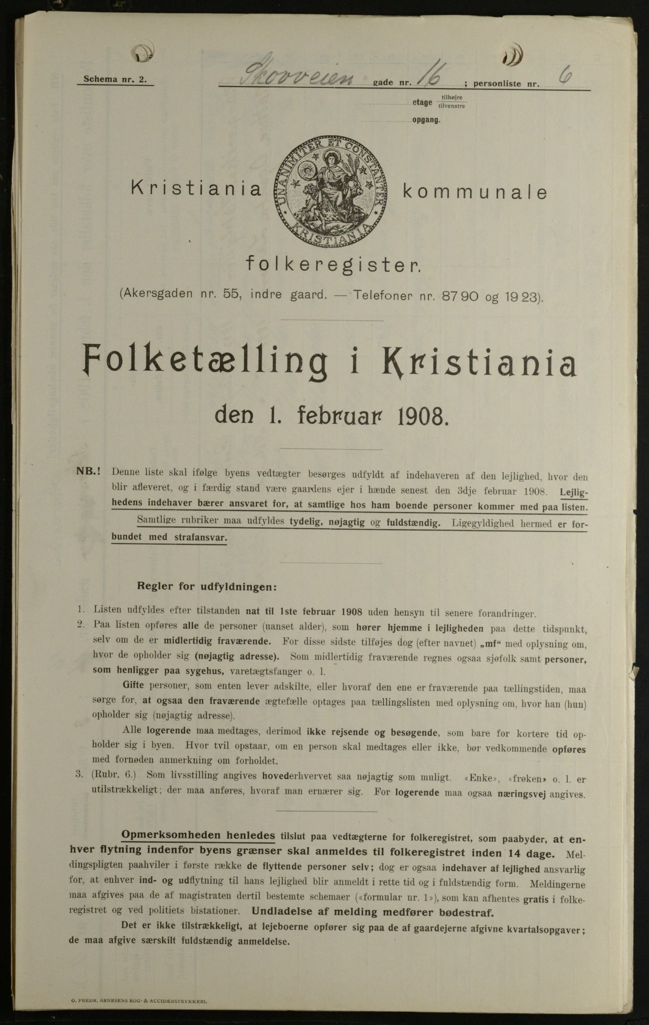 OBA, Kommunal folketelling 1.2.1908 for Kristiania kjøpstad, 1908, s. 86974