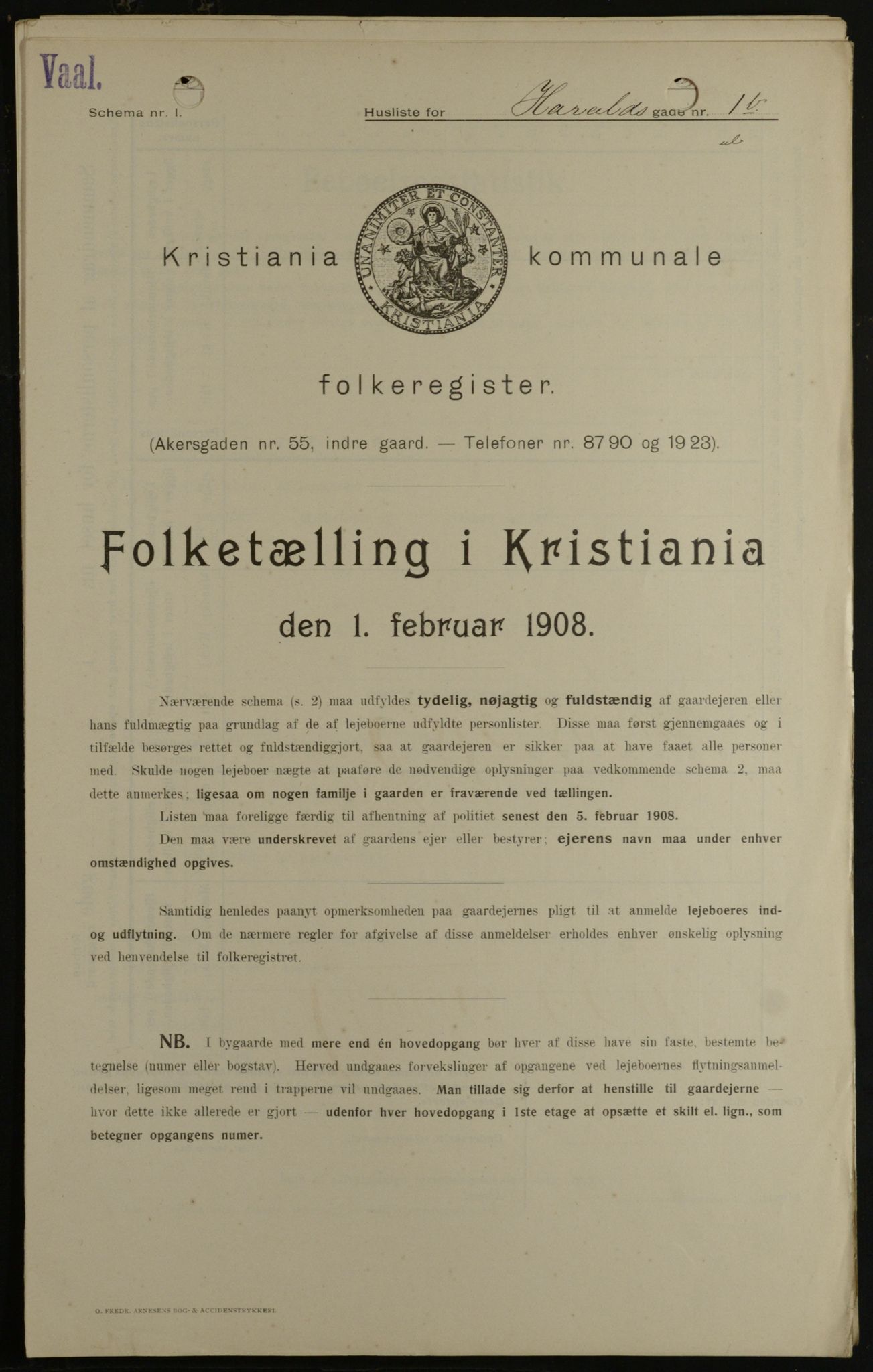 OBA, Kommunal folketelling 1.2.1908 for Kristiania kjøpstad, 1908, s. 31574
