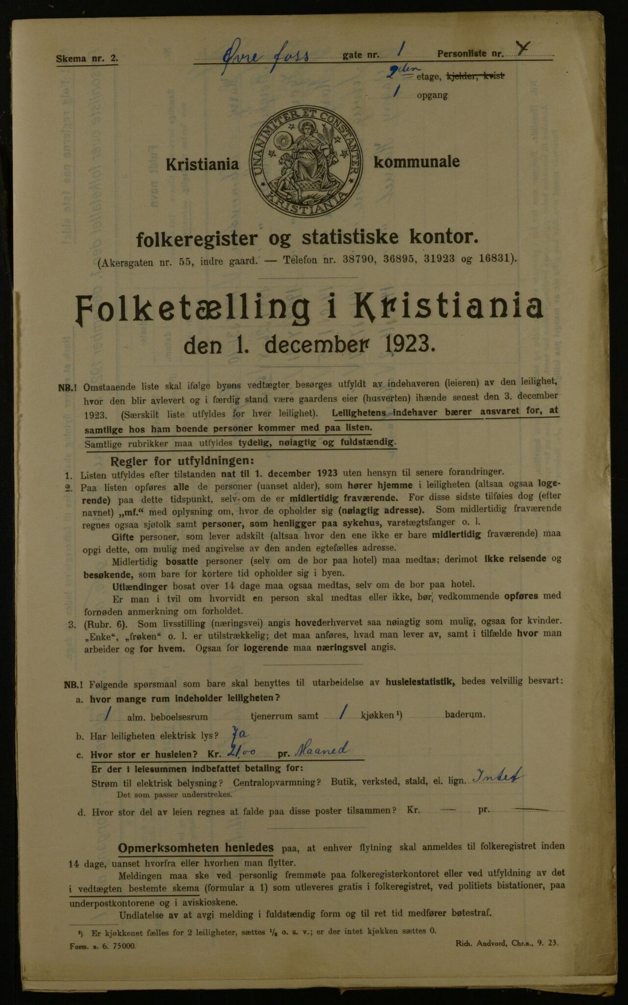 OBA, Kommunal folketelling 1.12.1923 for Kristiania, 1923, s. 142757