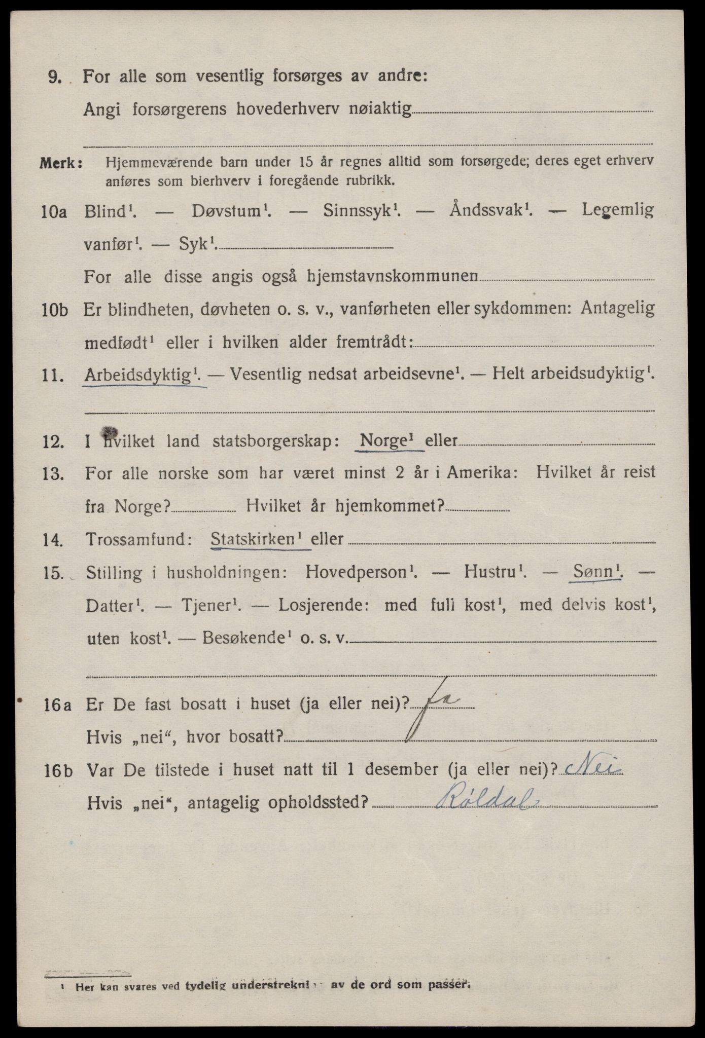 SAST, Folketelling 1920 for 1134 Suldal herred, 1920, s. 919