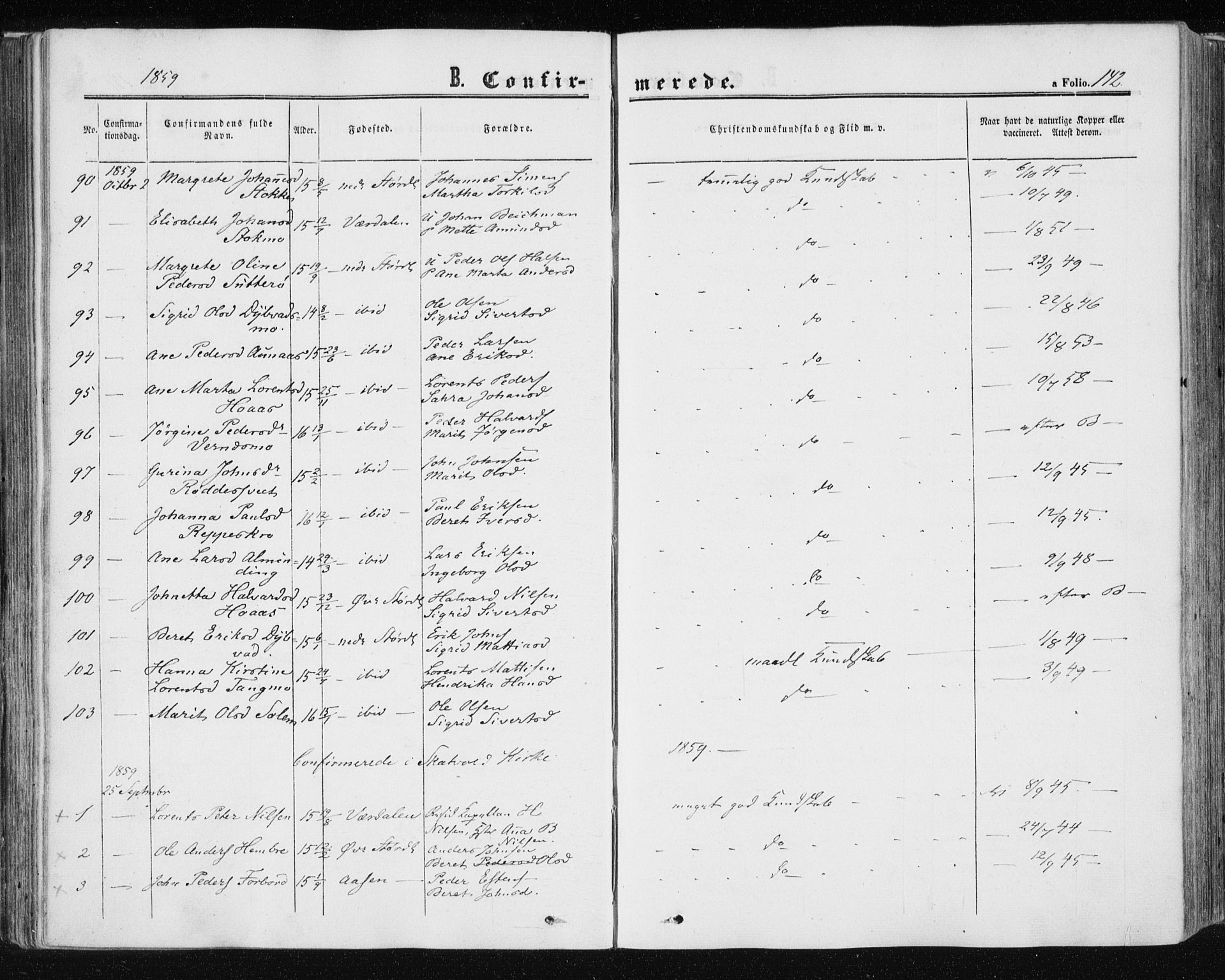 Ministerialprotokoller, klokkerbøker og fødselsregistre - Nord-Trøndelag, AV/SAT-A-1458/709/L0075: Ministerialbok nr. 709A15, 1859-1870, s. 142