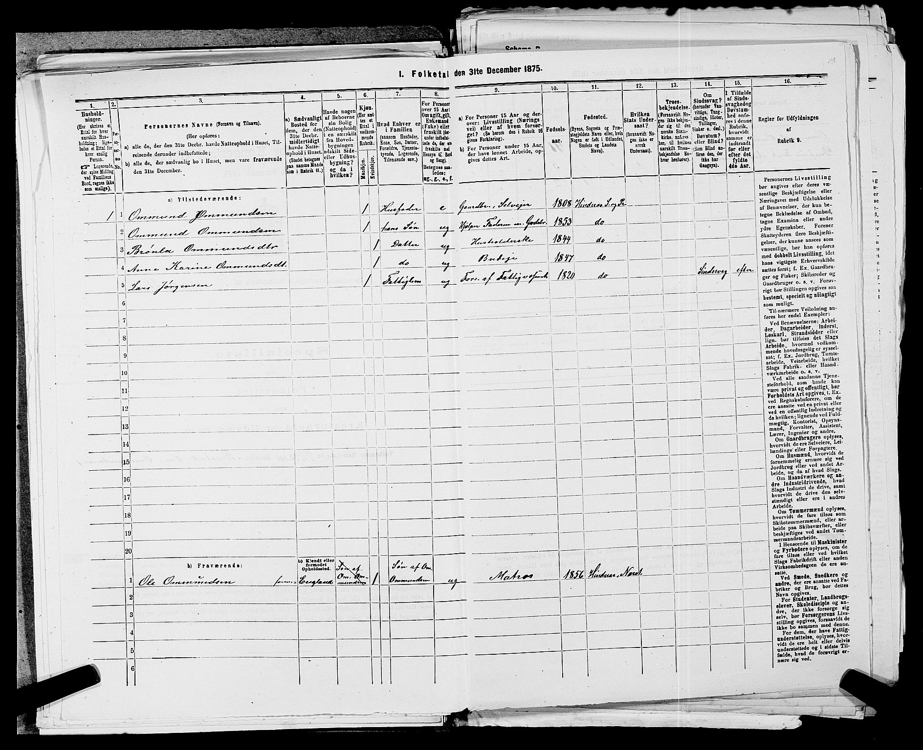 SAST, Folketelling 1875 for 1139P Nedstrand prestegjeld, 1875, s. 217