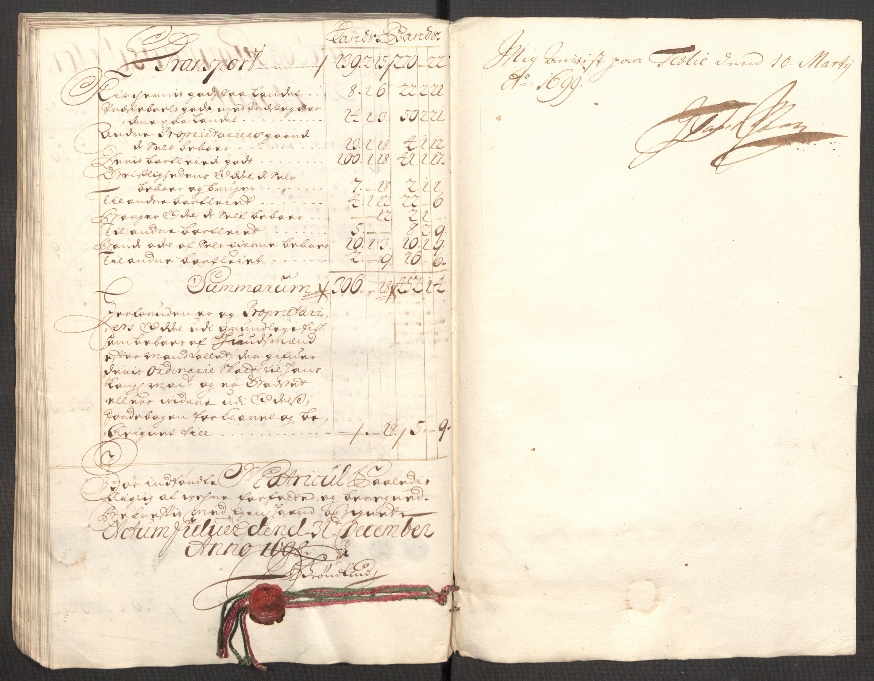 Rentekammeret inntil 1814, Reviderte regnskaper, Fogderegnskap, RA/EA-4092/R57/L3853: Fogderegnskap Fosen, 1698-1699, s. 107