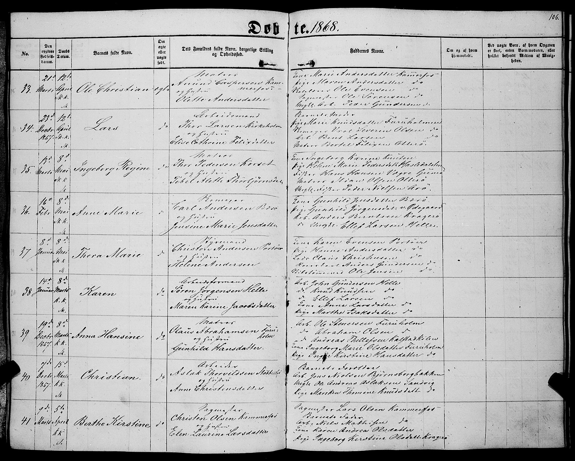 Sannidal kirkebøker, AV/SAKO-A-296/F/Fa/L0011: Ministerialbok nr. 11, 1863-1873, s. 106