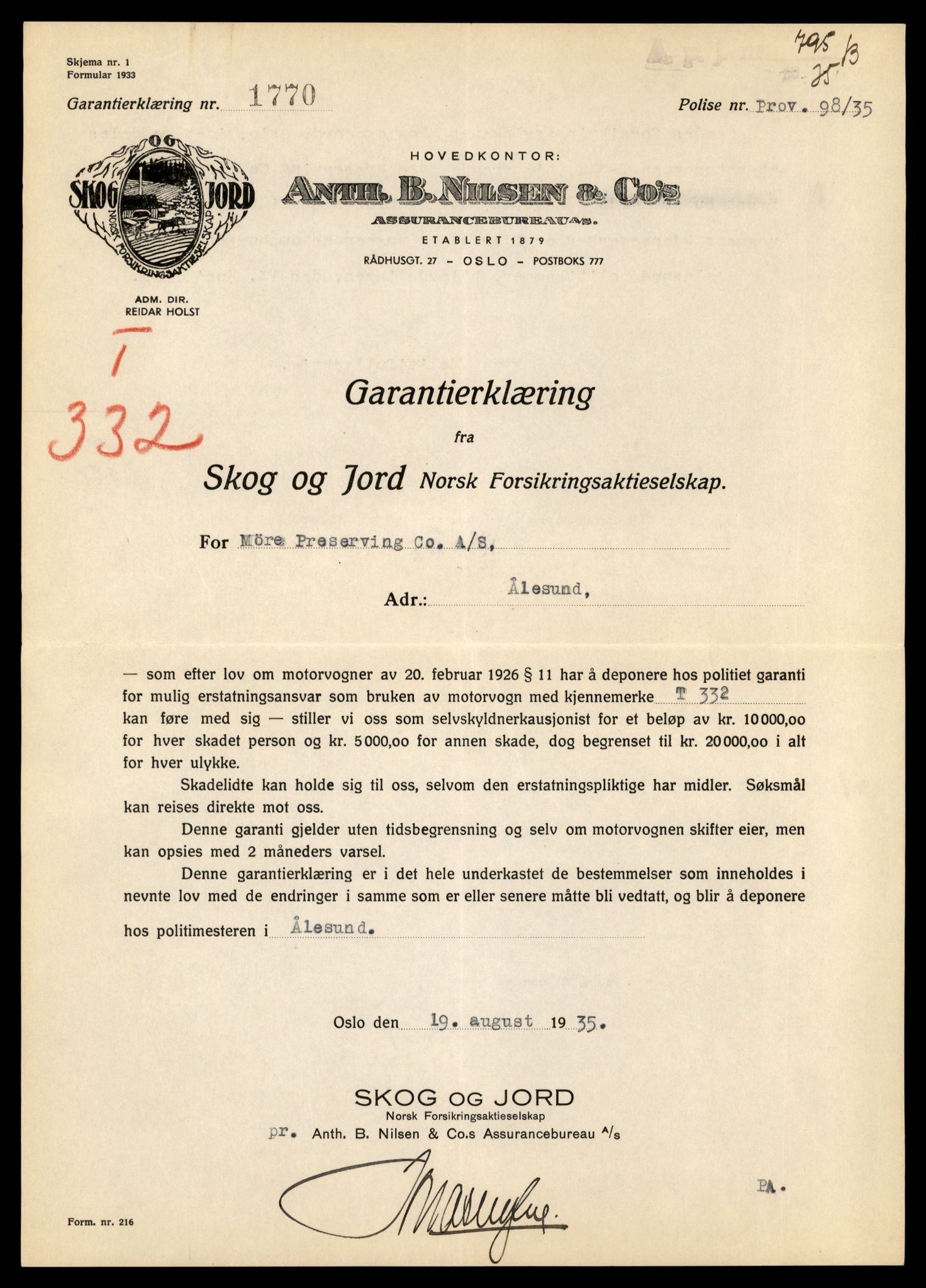 Møre og Romsdal vegkontor - Ålesund trafikkstasjon, SAT/A-4099/F/Fe/L0003: Registreringskort for kjøretøy T 232 - T 340, 1927-1998, s. 2618