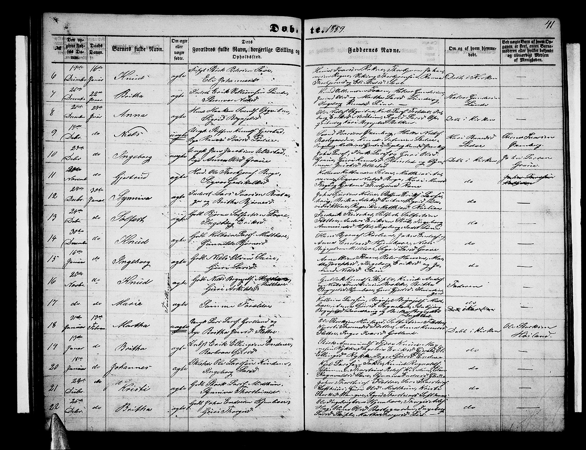 Voss sokneprestembete, AV/SAB-A-79001/H/Hab: Klokkerbok nr. B 1, 1855-1869, s. 41