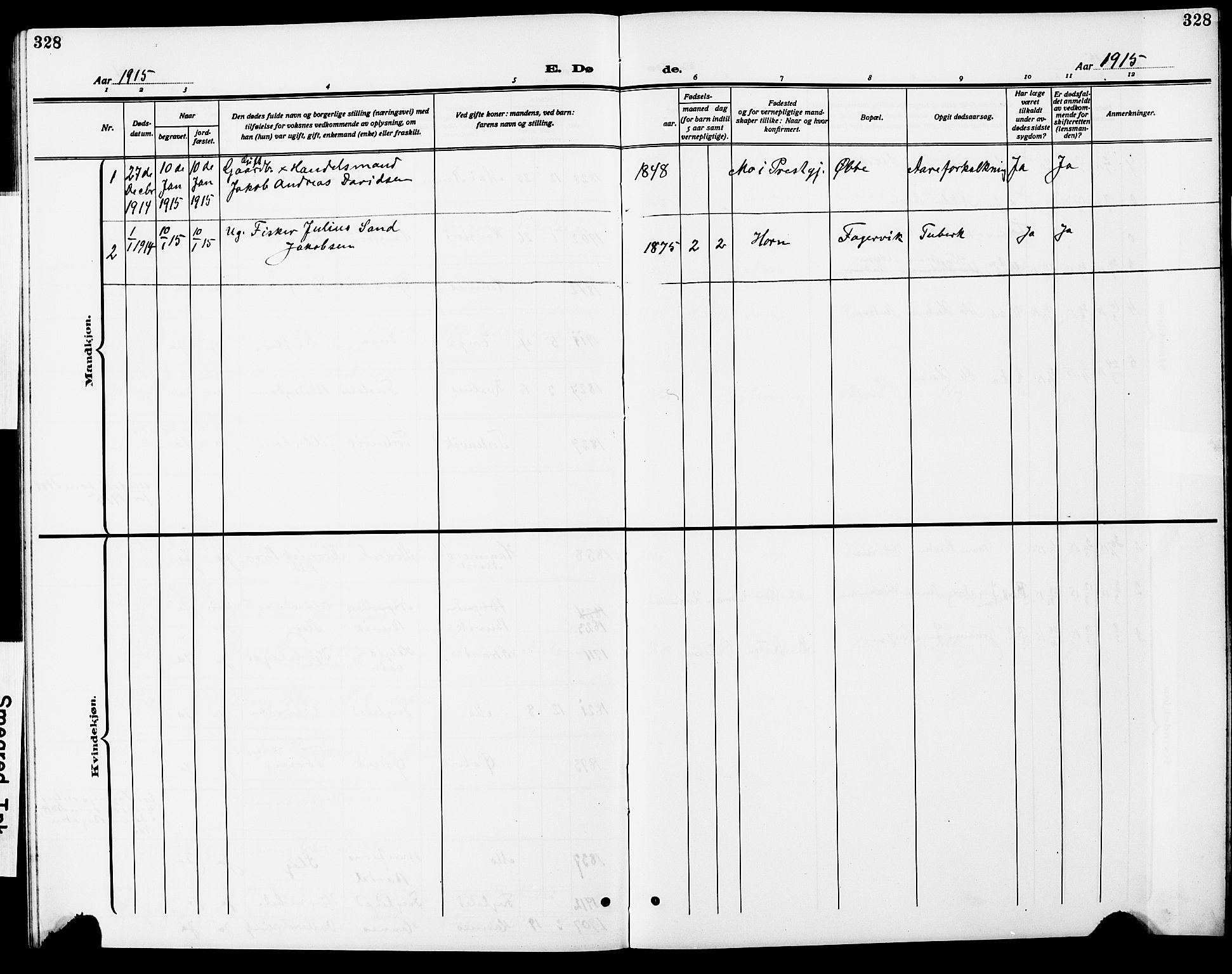 Ministerialprotokoller, klokkerbøker og fødselsregistre - Nordland, SAT/A-1459/838/L0560: Klokkerbok nr. 838C07, 1910-1928, s. 328