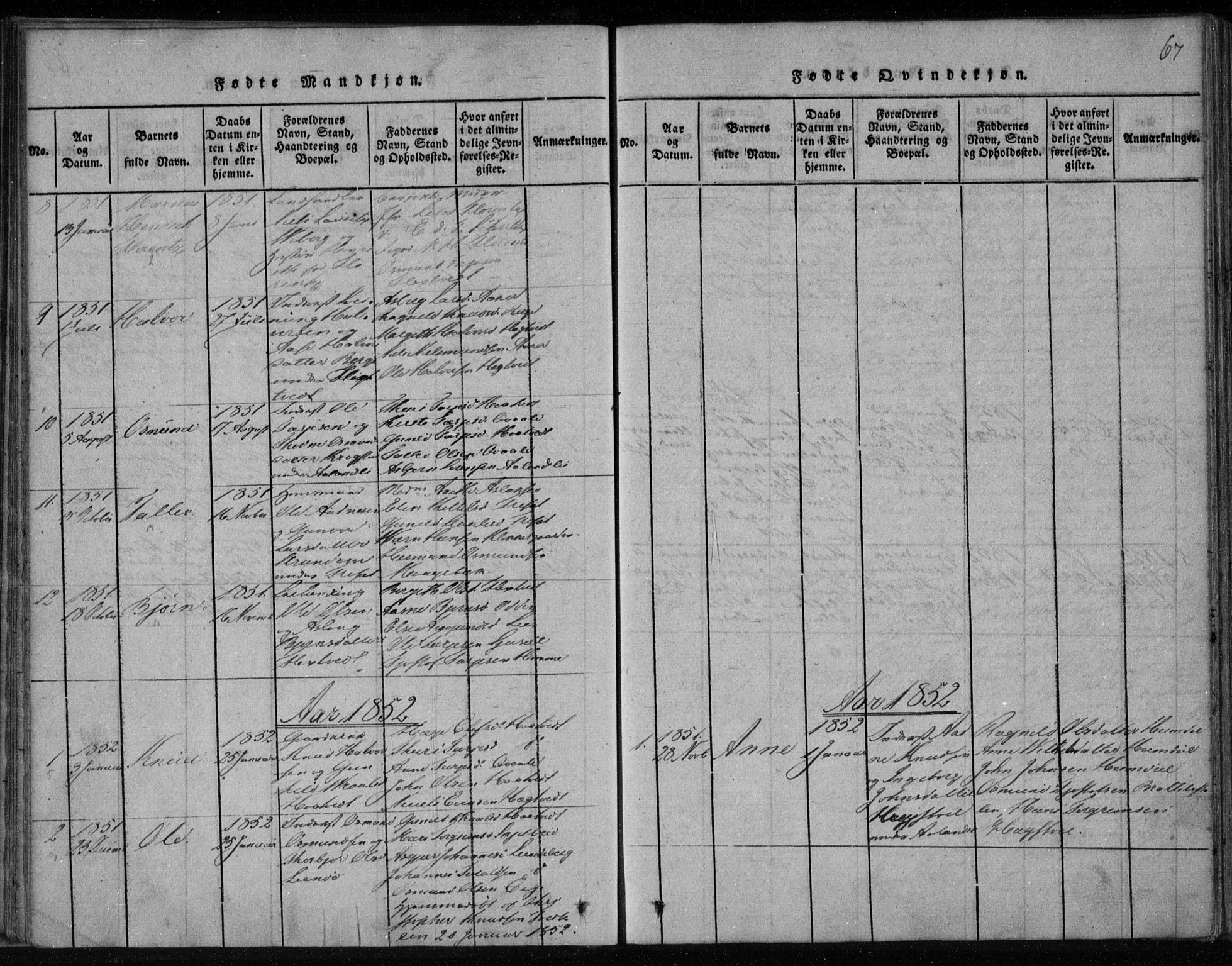 Lårdal kirkebøker, AV/SAKO-A-284/F/Fa/L0005: Ministerialbok nr. I 5, 1815-1860, s. 67