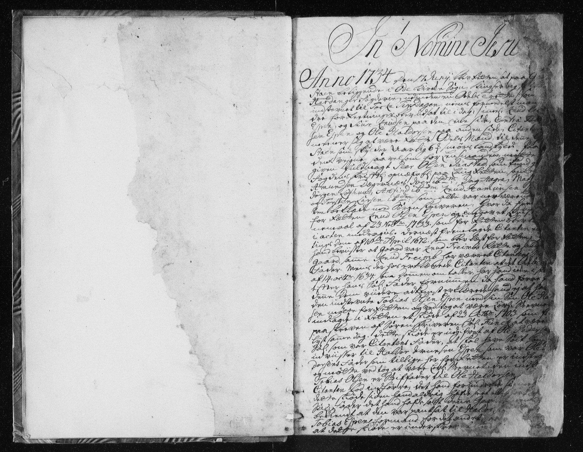 Hardanger og Voss sorenskriveri, SAB/A-2501/1/1A/1Ad/L0014: Tingbok for Hardanger, Voss og Lysekloster, 1734-1737, s. 0b-1a