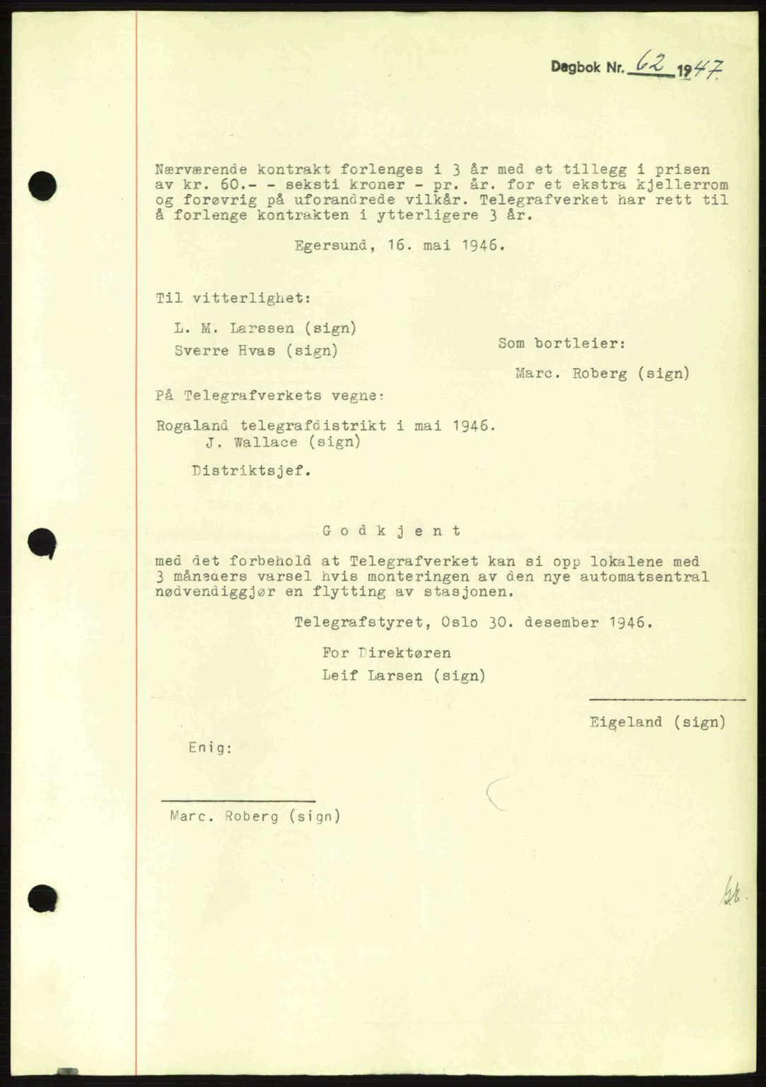 Dalane sorenskriveri, SAST/A-100309/02/G/Gb/L0057: Pantebok nr. B6-11, 1946-1950, Dagboknr: 62/1947
