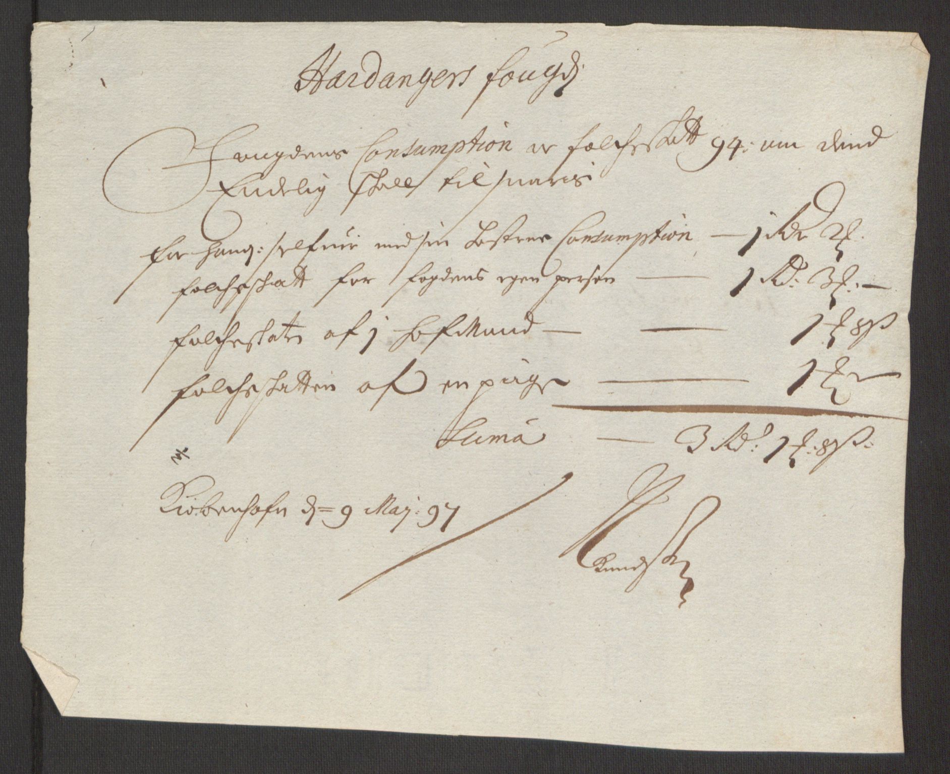 Rentekammeret inntil 1814, Reviderte regnskaper, Fogderegnskap, RA/EA-4092/R48/L2976: Fogderegnskap Sunnhordland og Hardanger, 1695-1696, s. 213