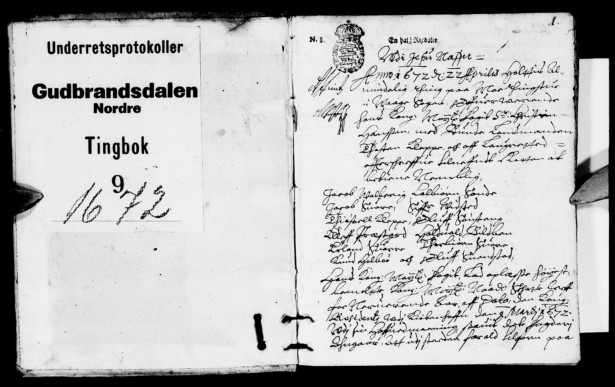 Sorenskriverier i Gudbrandsdalen, SAH/TING-036/G/Gb/Gba/L0009: Tingbok - Nord-Gudbrandsdal, 1672, s. 0b-1a