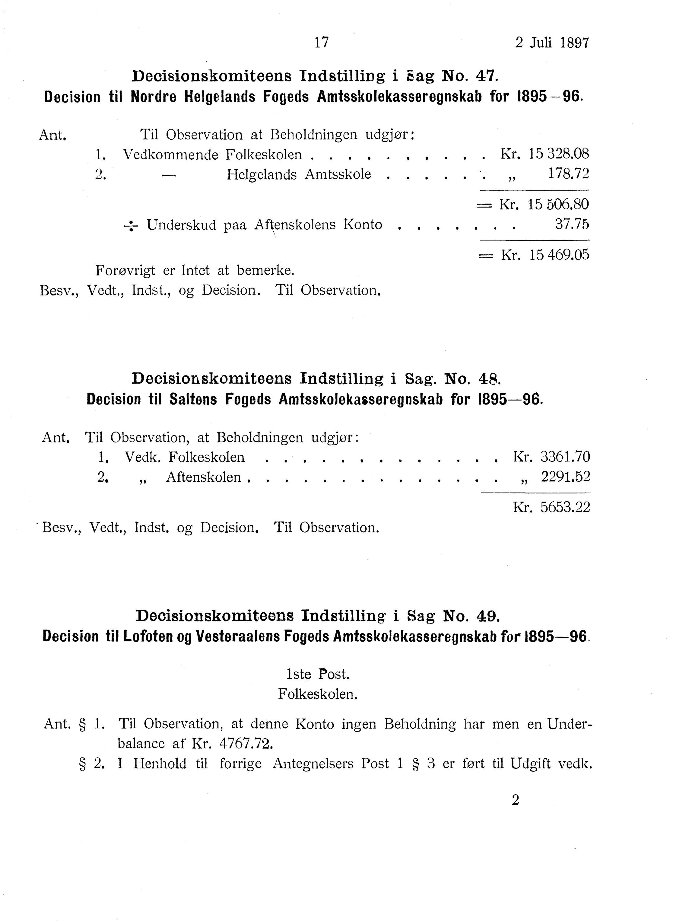 Nordland Fylkeskommune. Fylkestinget, AIN/NFK-17/176/A/Ac/L0020: Fylkestingsforhandlinger 1897, 1897