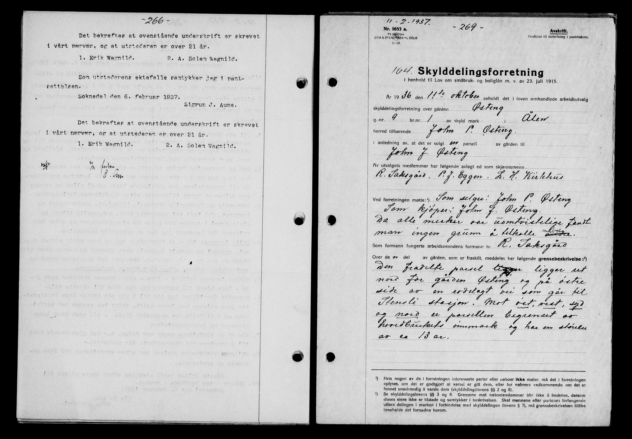 Gauldal sorenskriveri, SAT/A-0014/1/2/2C/L0046: Pantebok nr. 49-50, 1936-1937, Dagboknr: 164/1937