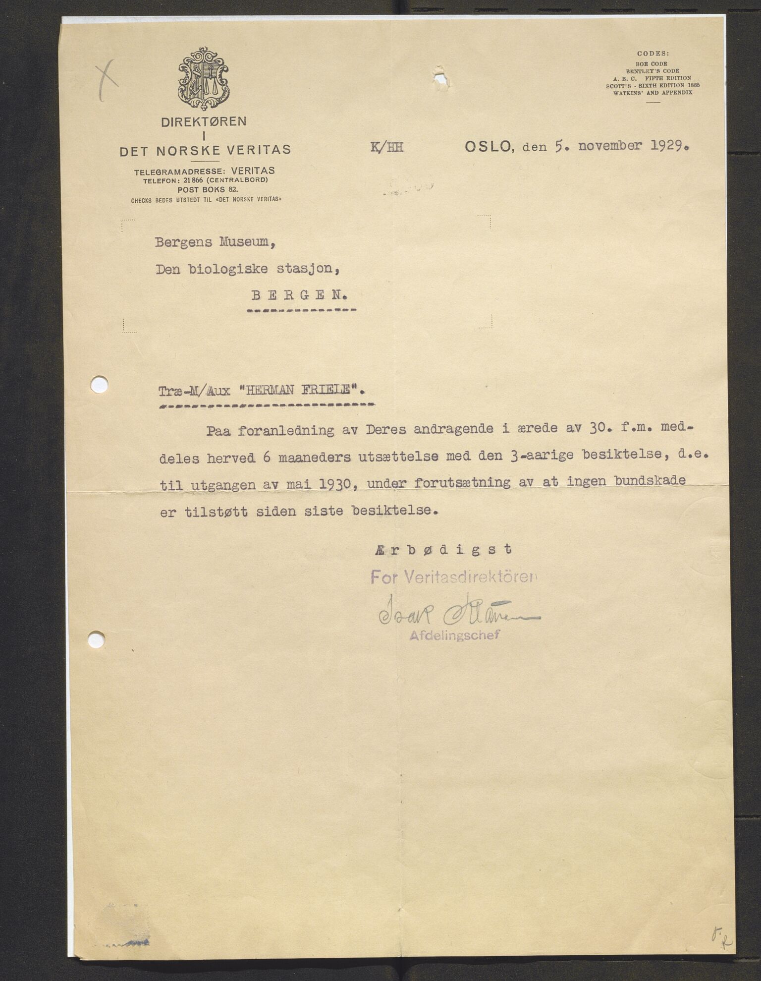 Bergens Museum, AV/SAB-A-17301/13/D/L0002: Korrespondanse , 1928-1940, s. 281