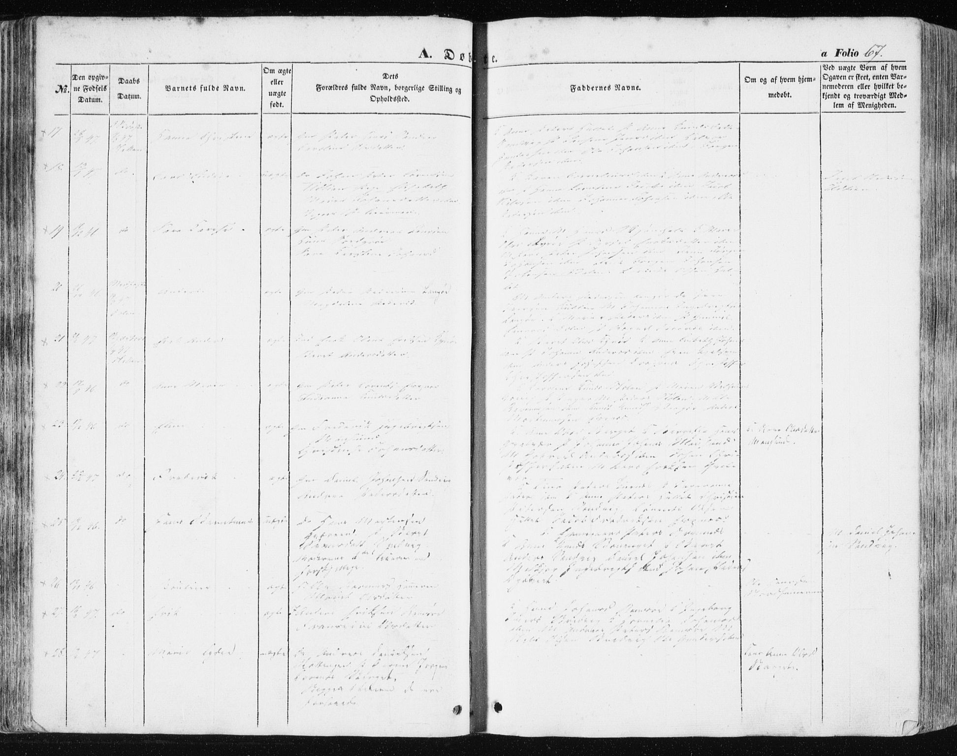Ministerialprotokoller, klokkerbøker og fødselsregistre - Sør-Trøndelag, SAT/A-1456/634/L0529: Ministerialbok nr. 634A05, 1843-1851, s. 67