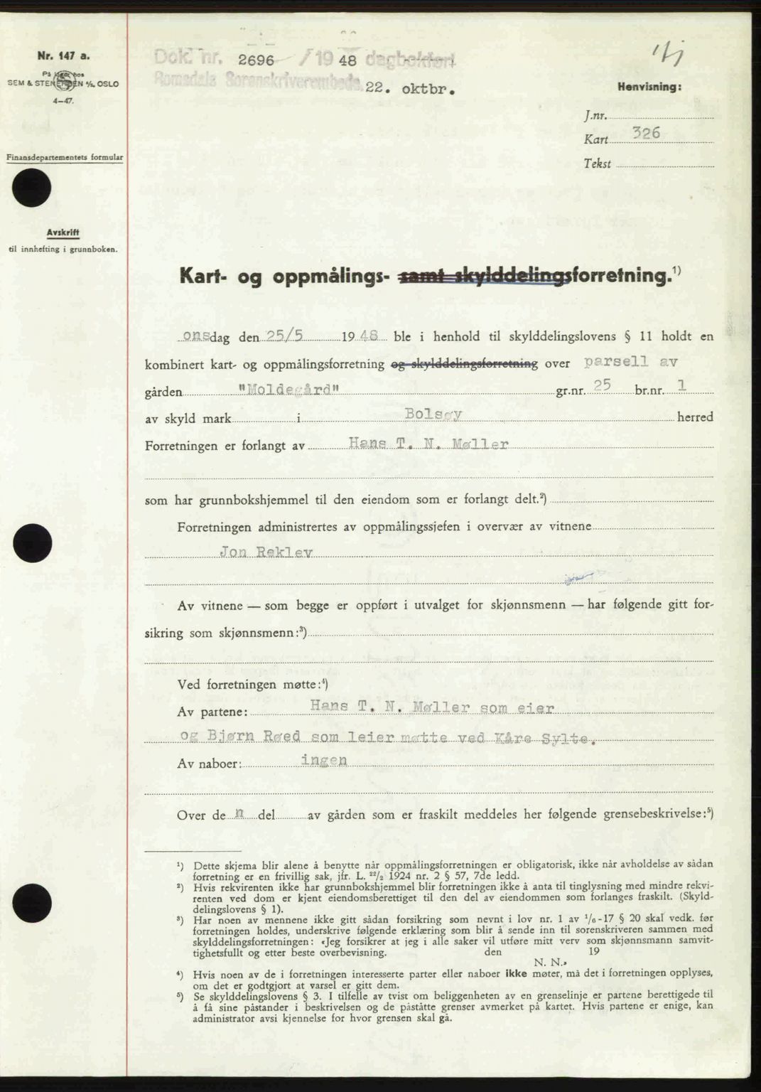 Romsdal sorenskriveri, SAT/A-4149/1/2/2C: Pantebok nr. A27, 1948-1948, Dagboknr: 2696/1948