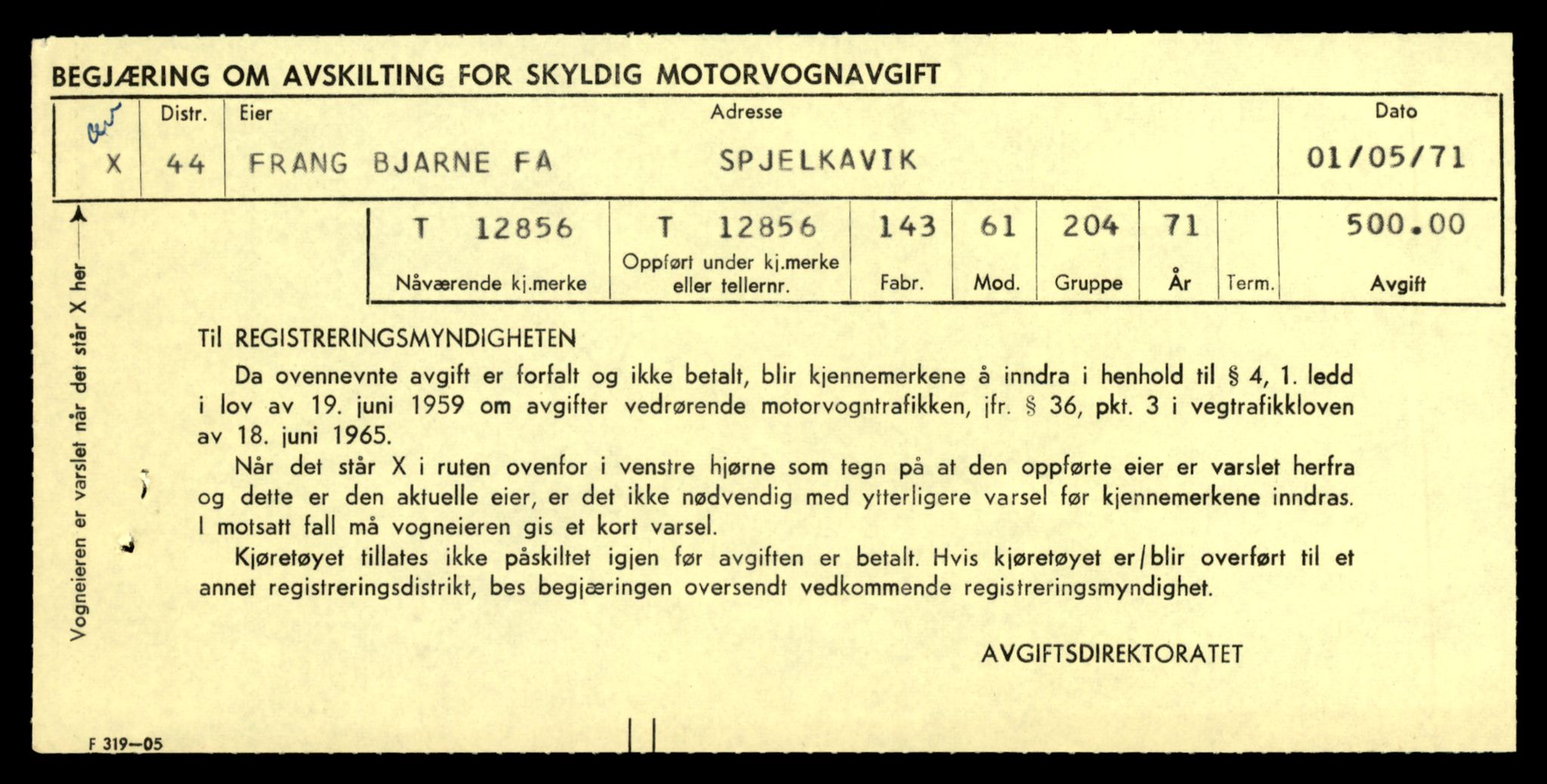 Møre og Romsdal vegkontor - Ålesund trafikkstasjon, AV/SAT-A-4099/F/Fe/L0036: Registreringskort for kjøretøy T 12831 - T 13030, 1927-1998, s. 511