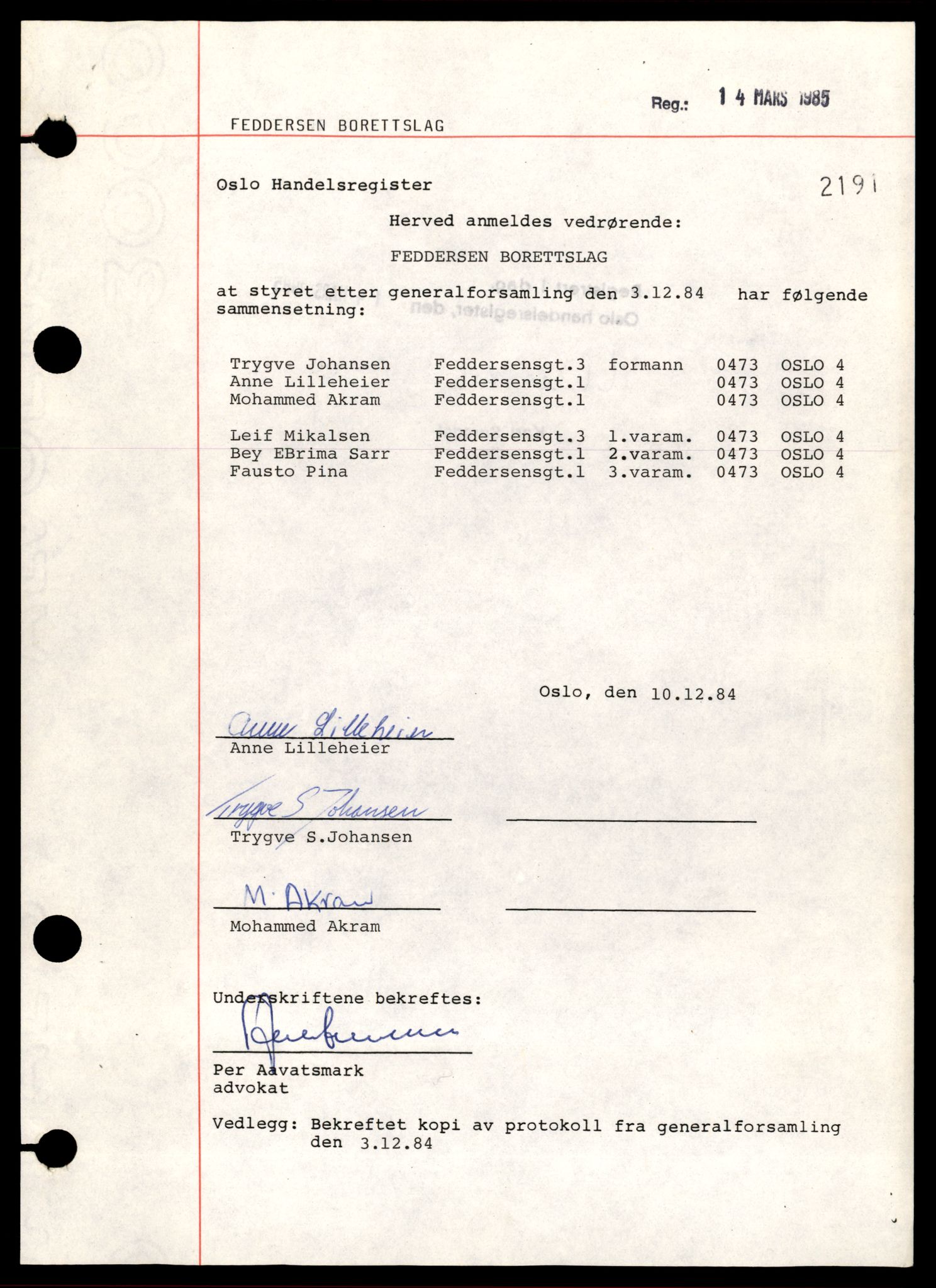 Oslo byfogd, Handelsregisteret, AV/SAT-A-10867/G/Gb/Gba/L0206: Andelslag og borettslag, Fe-Fø, 1944-1990