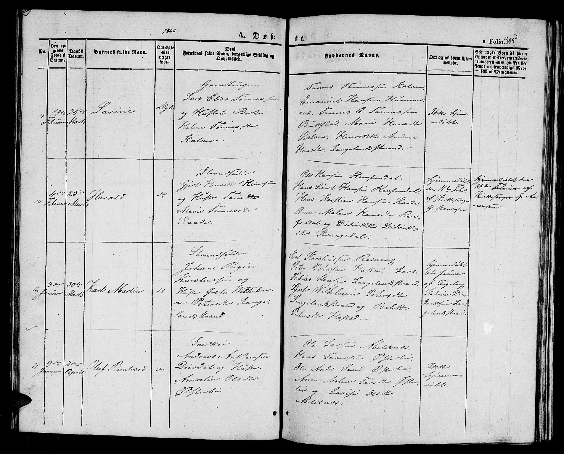Flekkefjord sokneprestkontor, AV/SAK-1111-0012/F/Fb/Fbb/L0002: Klokkerbok nr. B 2a, 1831-1866, s. 305