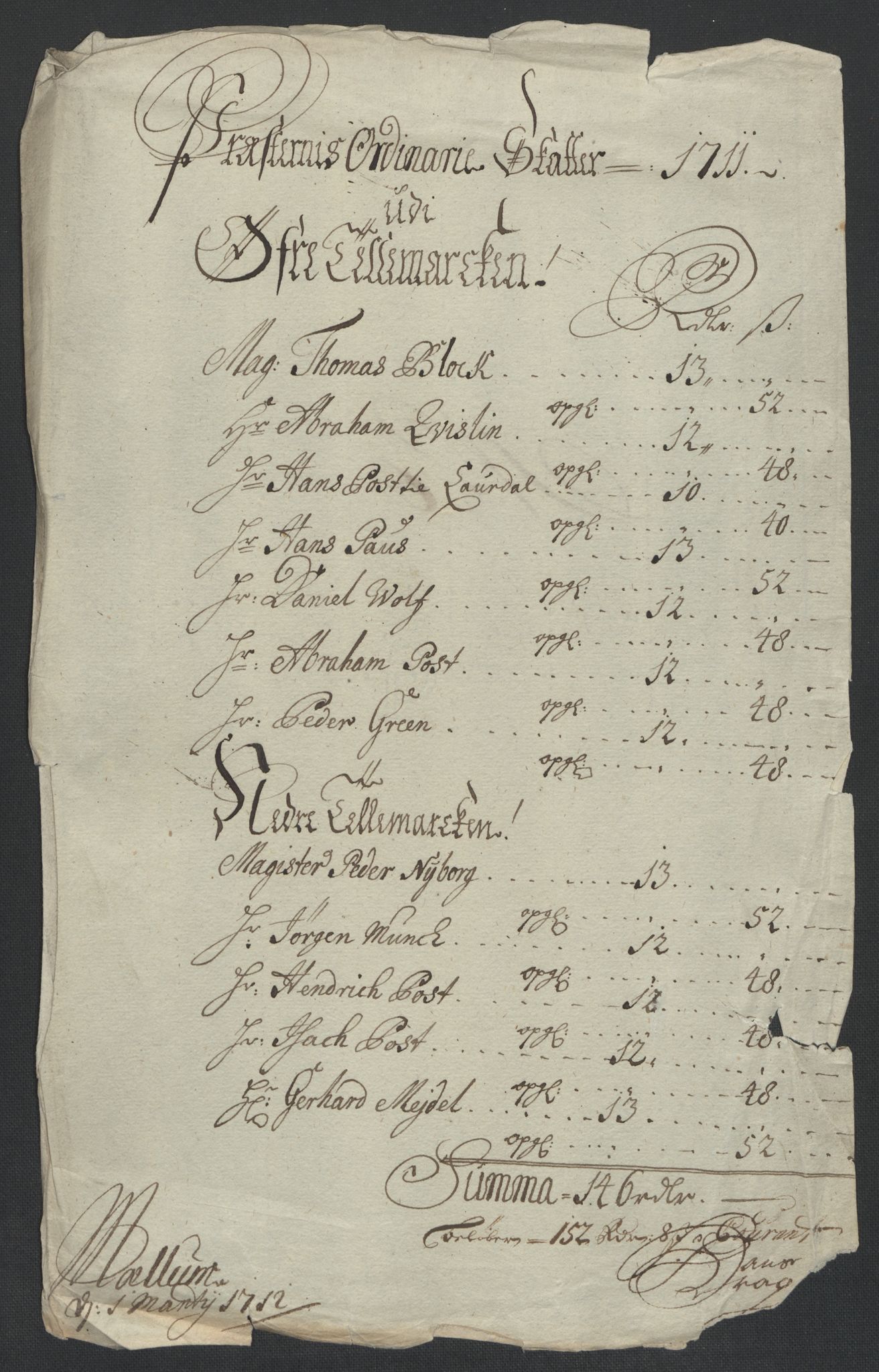 Rentekammeret inntil 1814, Reviderte regnskaper, Fogderegnskap, AV/RA-EA-4092/R36/L2120: Fogderegnskap Øvre og Nedre Telemark og Bamble, 1711, s. 87