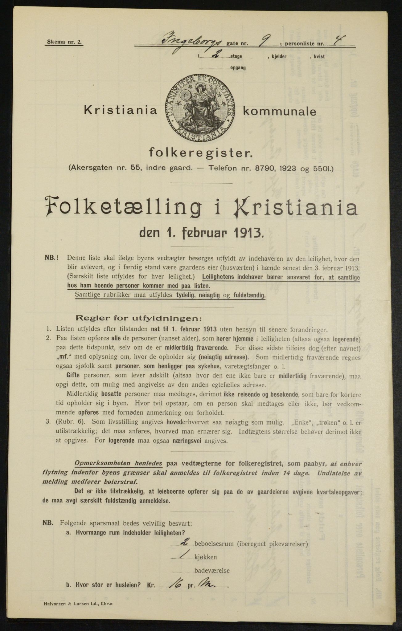 OBA, Kommunal folketelling 1.2.1913 for Kristiania, 1913, s. 43625