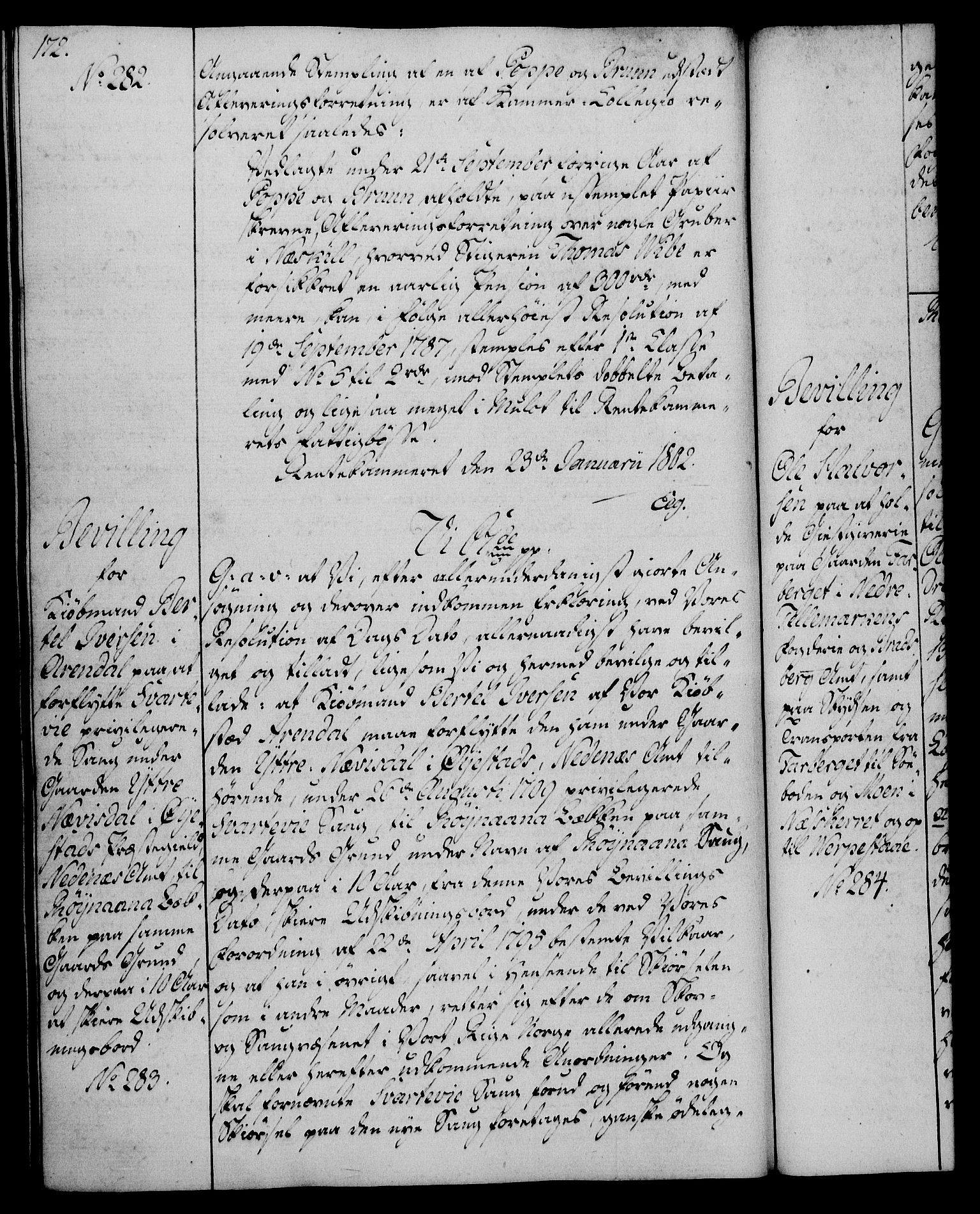 Rentekammeret, Kammerkanselliet, RA/EA-3111/G/Gg/Gga/L0017: Norsk ekspedisjonsprotokoll med register (merket RK 53.17), 1801-1803, s. 172