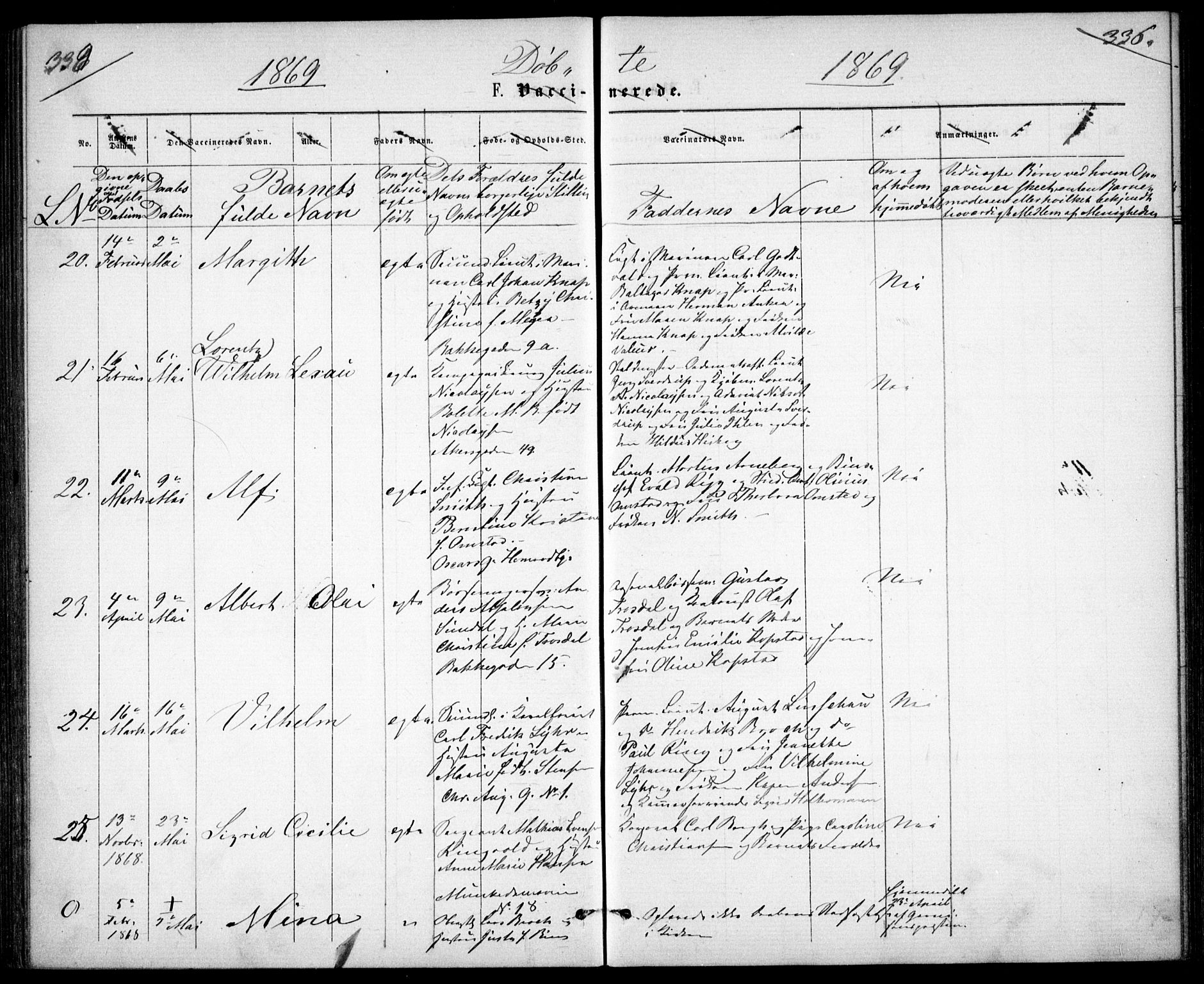 Garnisonsmenigheten Kirkebøker, AV/SAO-A-10846/G/Ga/L0006: Klokkerbok nr. 6, 1860-1880, s. 339
