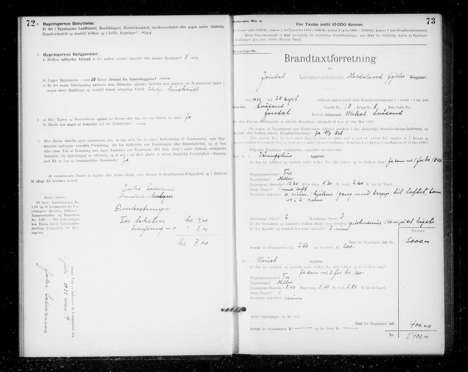 Lensmannen i Jondal, AV/SAB-A-33101/0012/L0005: Branntakstprotokoll, skjematakst, 1894-1951, s. 72-73