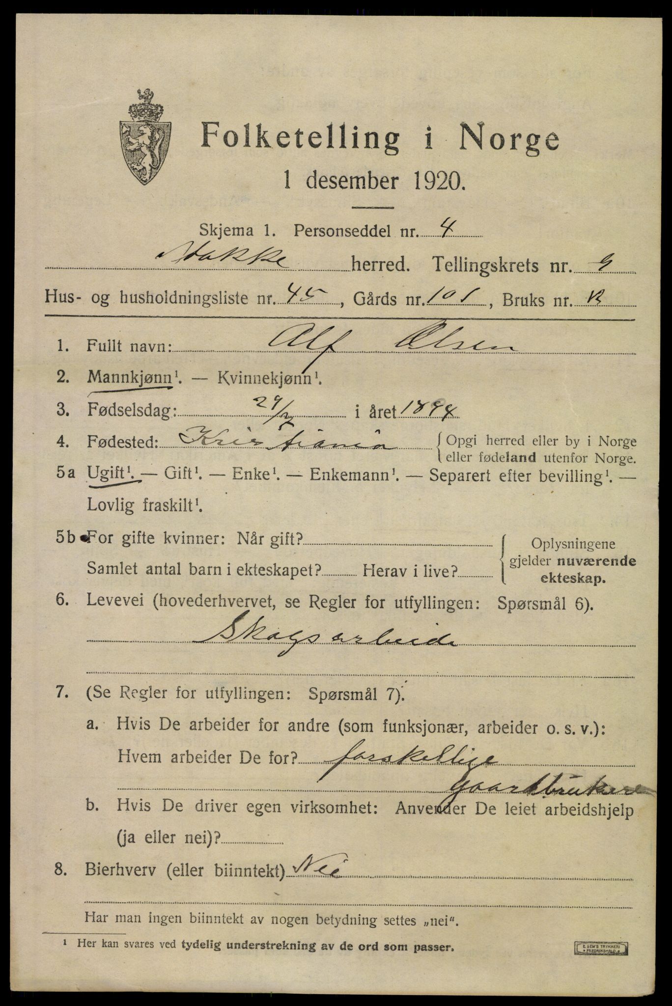 SAKO, Folketelling 1920 for 0720 Stokke herred, 1920, s. 10912