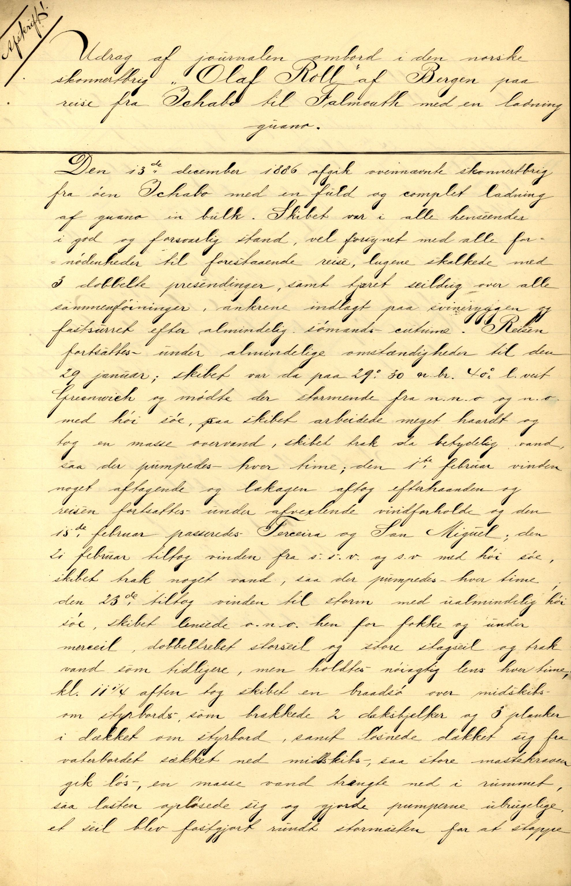 Pa 63 - Østlandske skibsassuranceforening, VEMU/A-1079/G/Ga/L0019/0005: Havaridokumenter / Fridleik, Nordstjernen, Ocean, Olaf Roll, Olaf Kyrre, 1886, s. 19