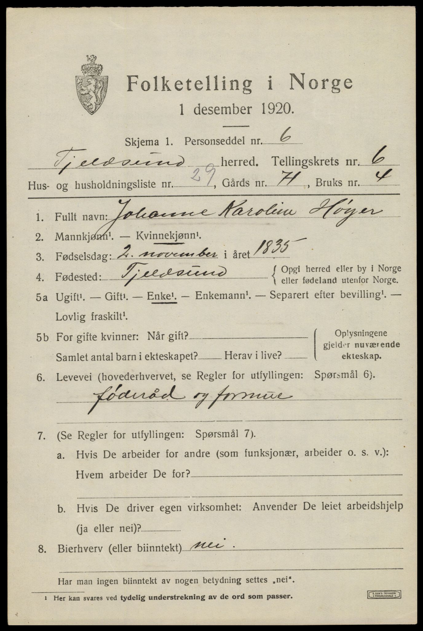 SAT, Folketelling 1920 for 1852 Tjeldsund herred, 1920, s. 3612