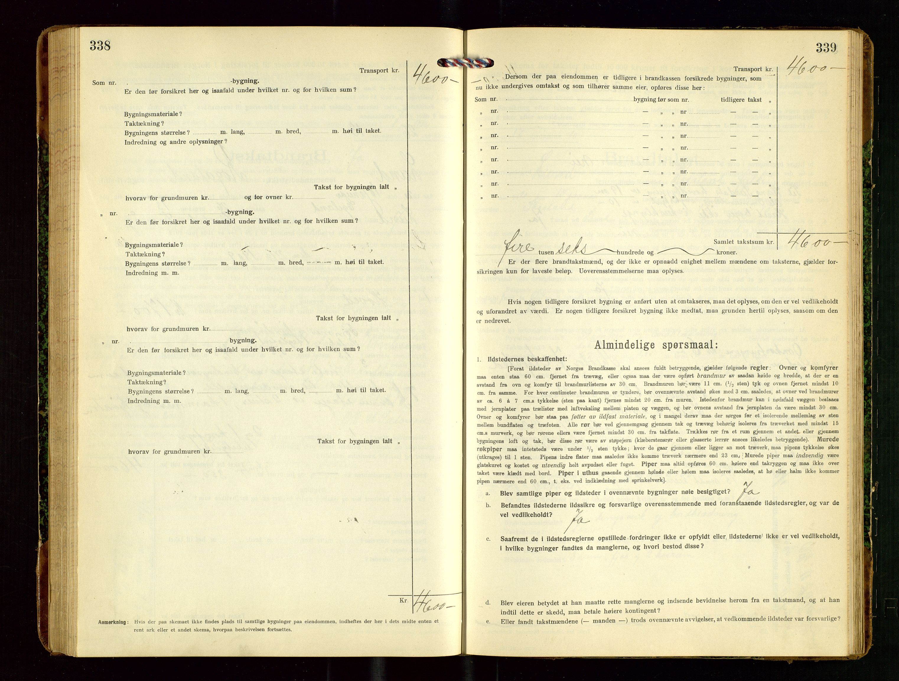 Lund lensmannskontor, SAST/A-100303/Gob/L0003: "Brandtakstprotokol", 1918-1921, s. 338-339