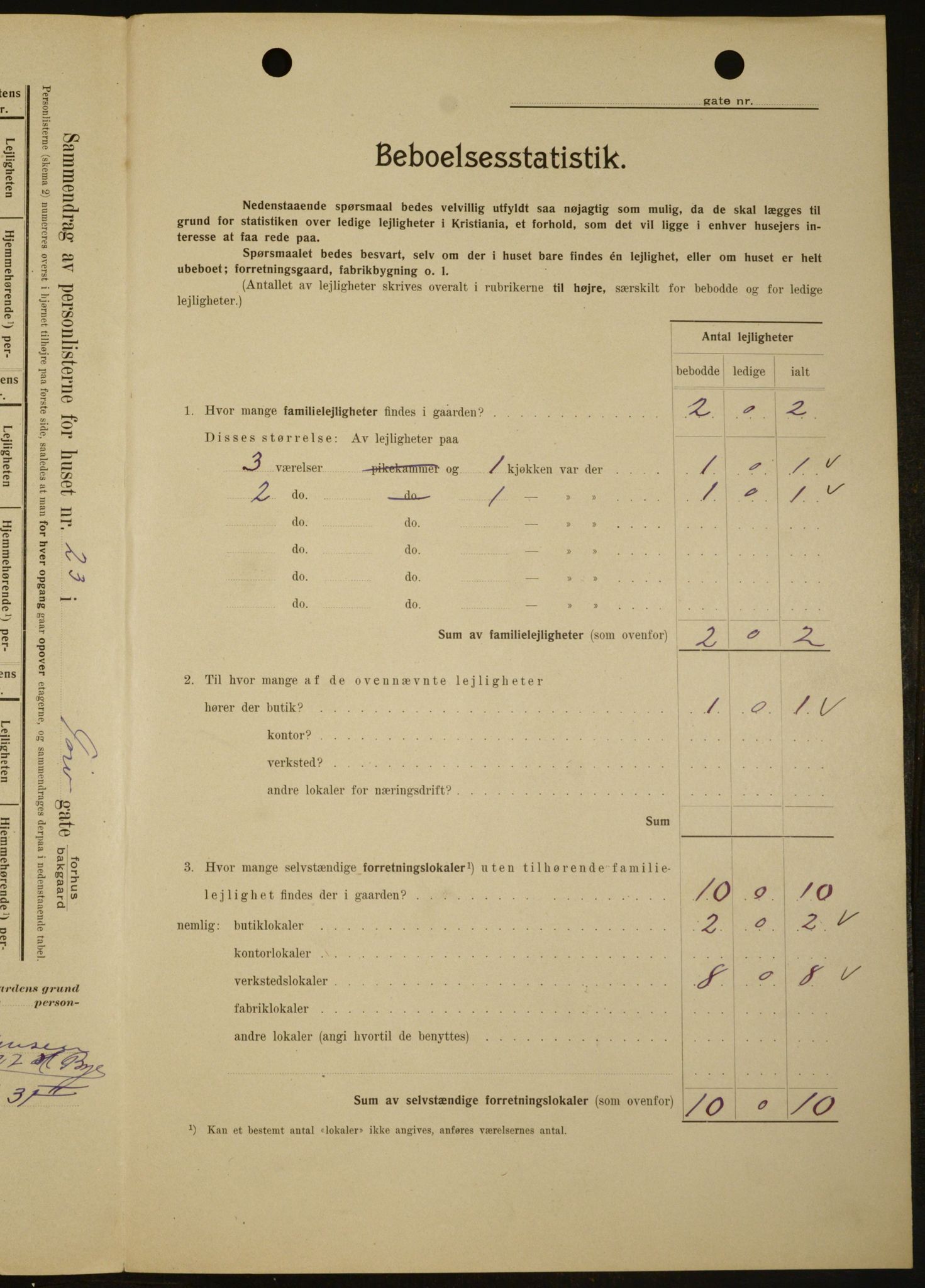 OBA, Kommunal folketelling 1.2.1909 for Kristiania kjøpstad, 1909, s. 103507