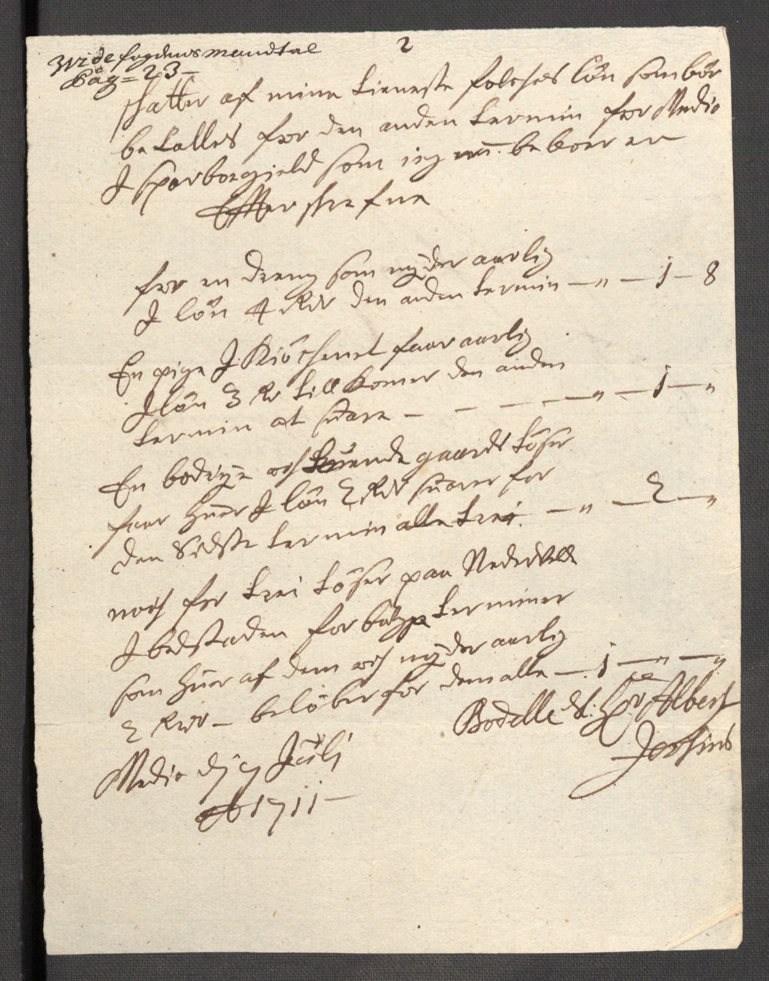 Rentekammeret inntil 1814, Reviderte regnskaper, Fogderegnskap, AV/RA-EA-4092/R63/L4319: Fogderegnskap Inderøy, 1711, s. 289