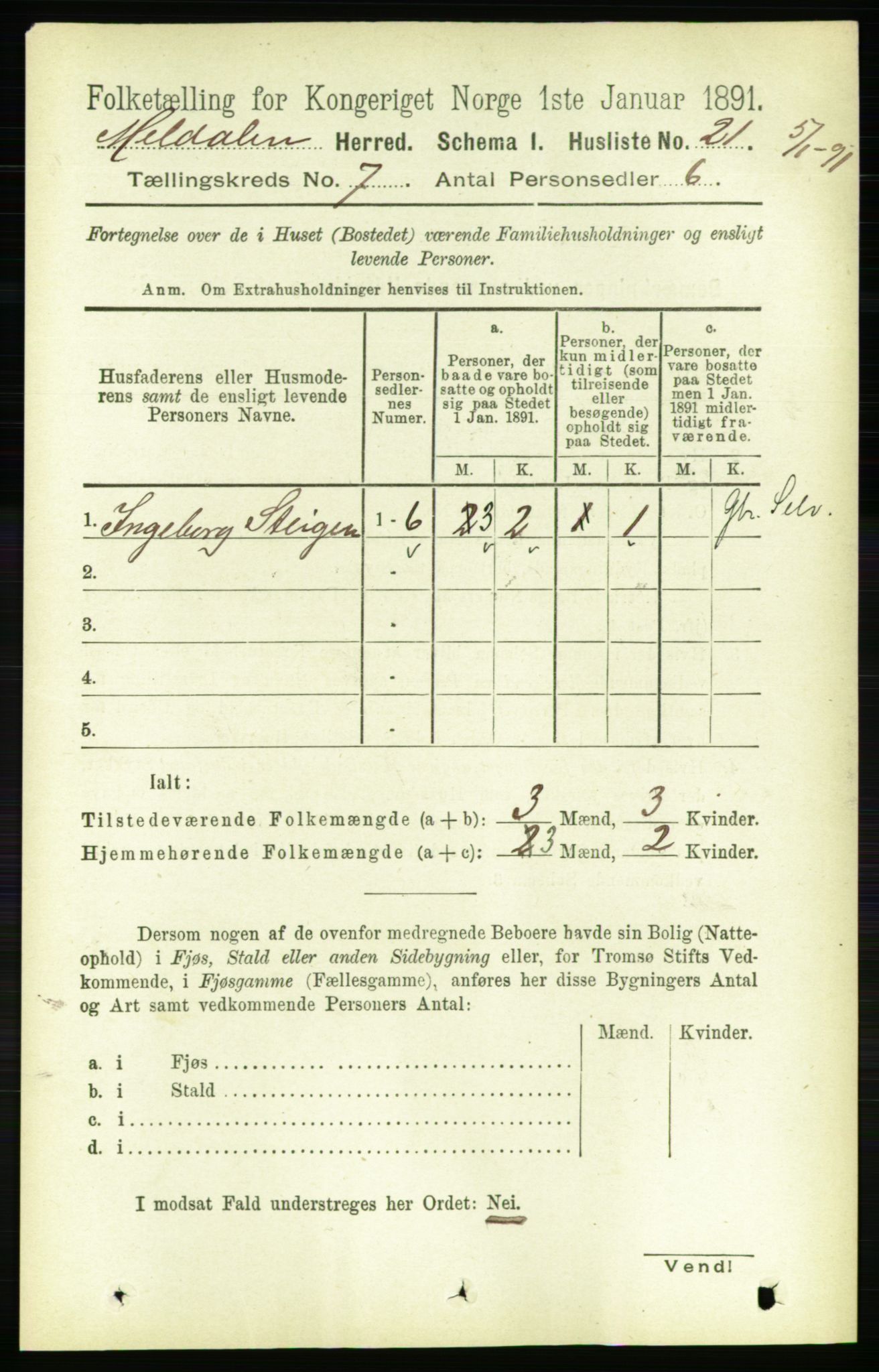 RA, Folketelling 1891 for 1636 Meldal herred, 1891, s. 3351