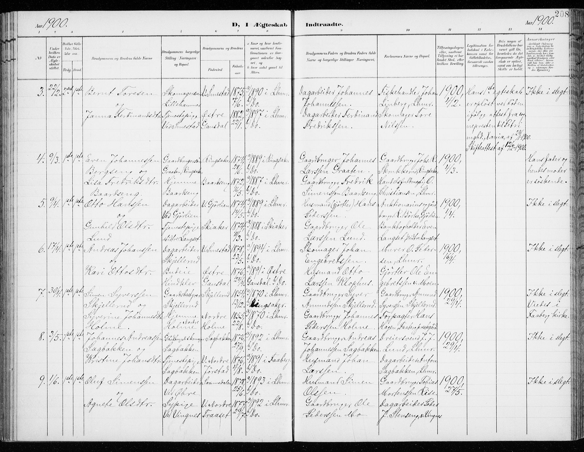 Fåberg prestekontor, AV/SAH-PREST-086/H/Ha/Haa/L0011: Ministerialbok nr. 11, 1899-1913, s. 208