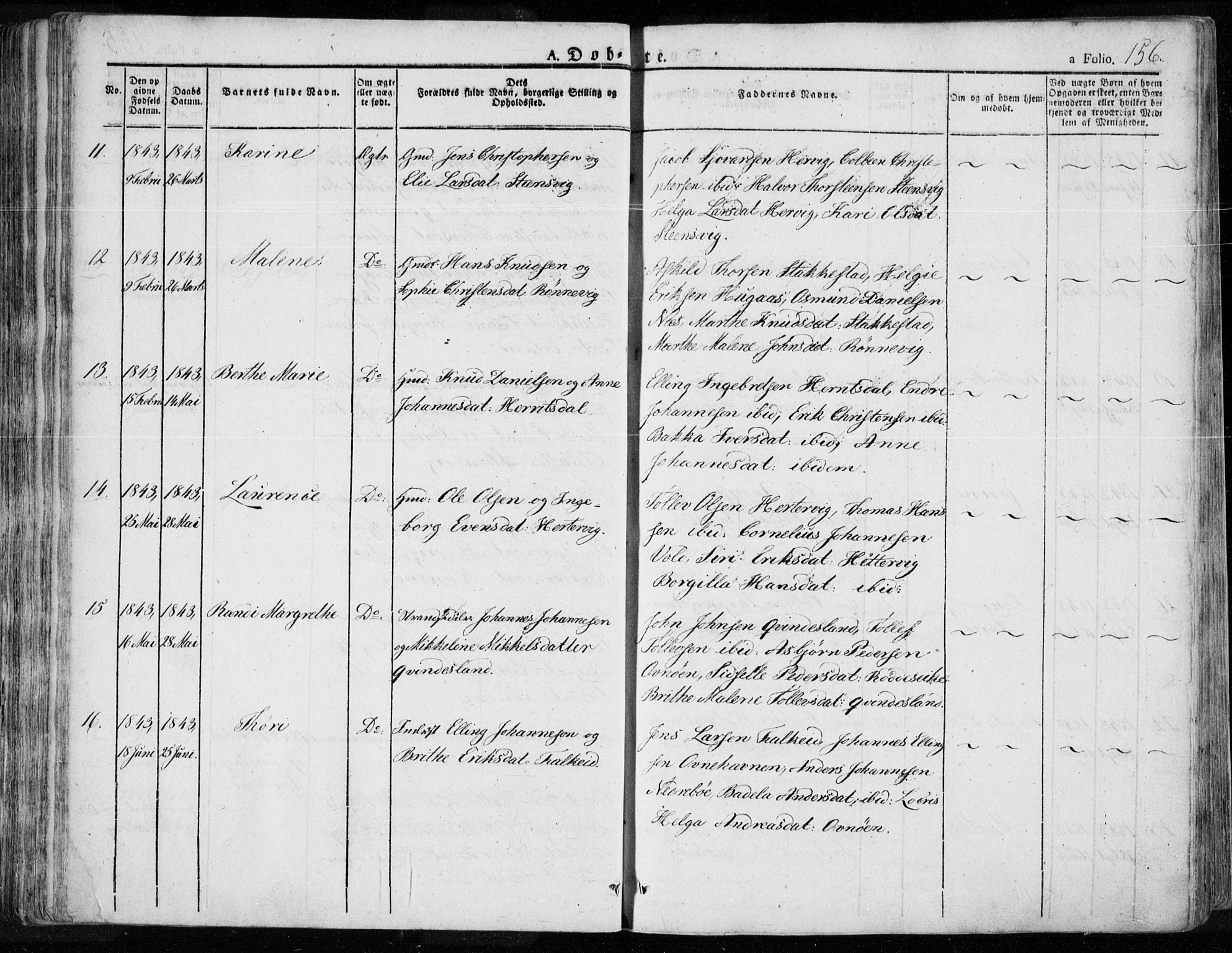 Tysvær sokneprestkontor, SAST/A -101864/H/Ha/Haa/L0001: Ministerialbok nr. A 1.1, 1831-1856, s. 156