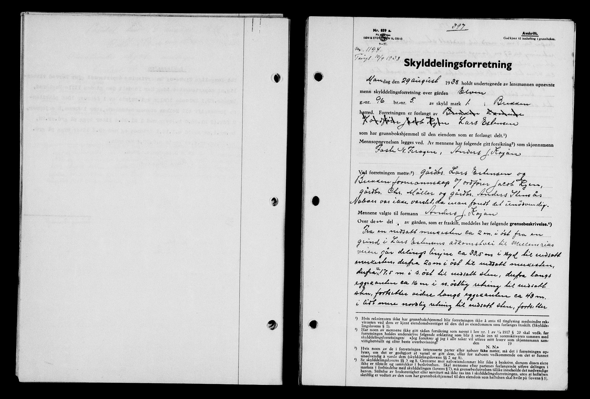 Gauldal sorenskriveri, SAT/A-0014/1/2/2C/L0049: Pantebok nr. 53, 1938-1938, Dagboknr: 1194/1938